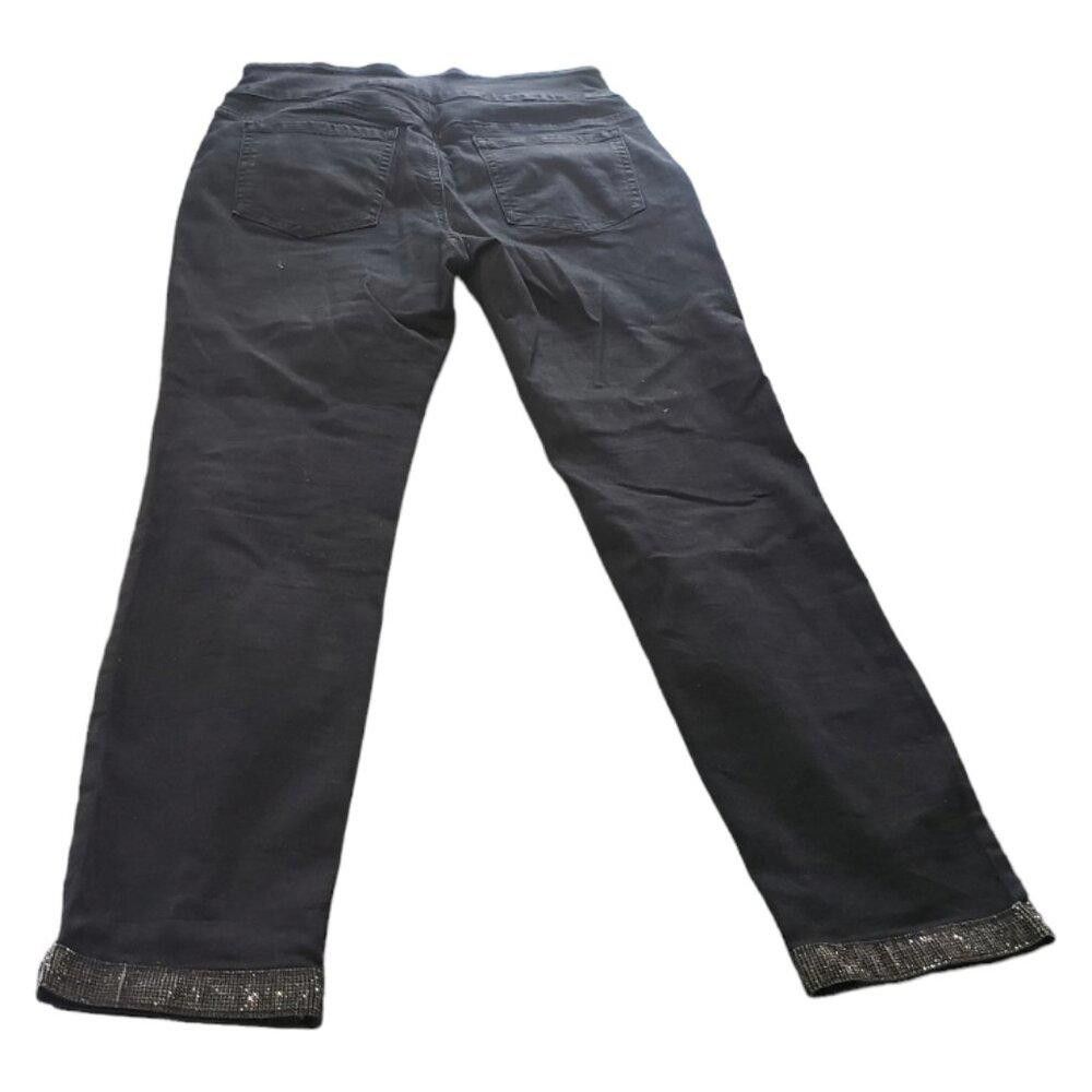 Designer CT1489 Ethyl Black Rhinestone Rimmed Cuff & Pocket Jean 8 Size 30" / US 8 / IT 44 - 4 Thumbnail