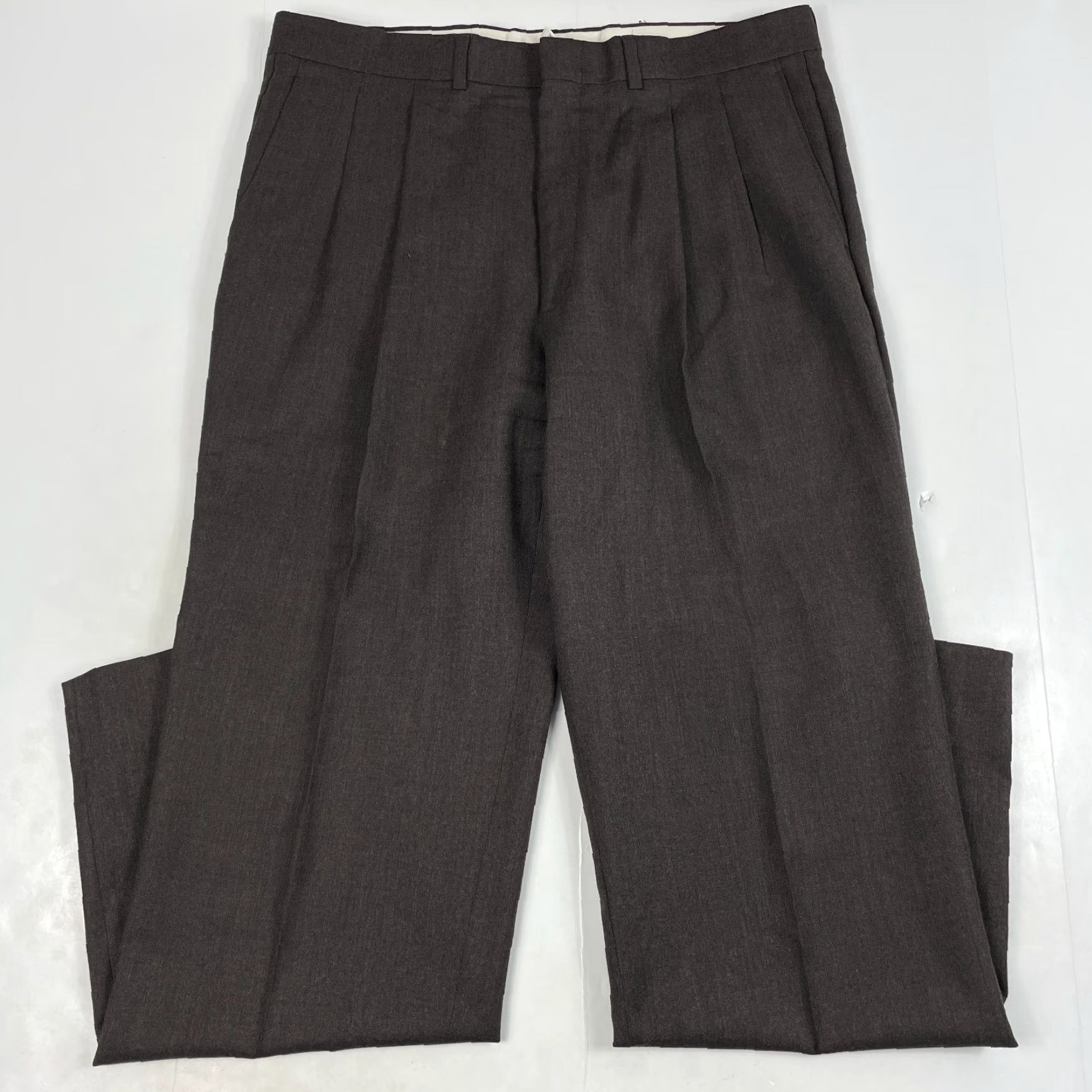Vintage VINTAGE Cerruti Pants Mens 36 x 31 Brown Wool Straight Leg Pleated 5-Pocket Dress Pants Mens Size US 36 / EU 52 - 2 Thumbnail