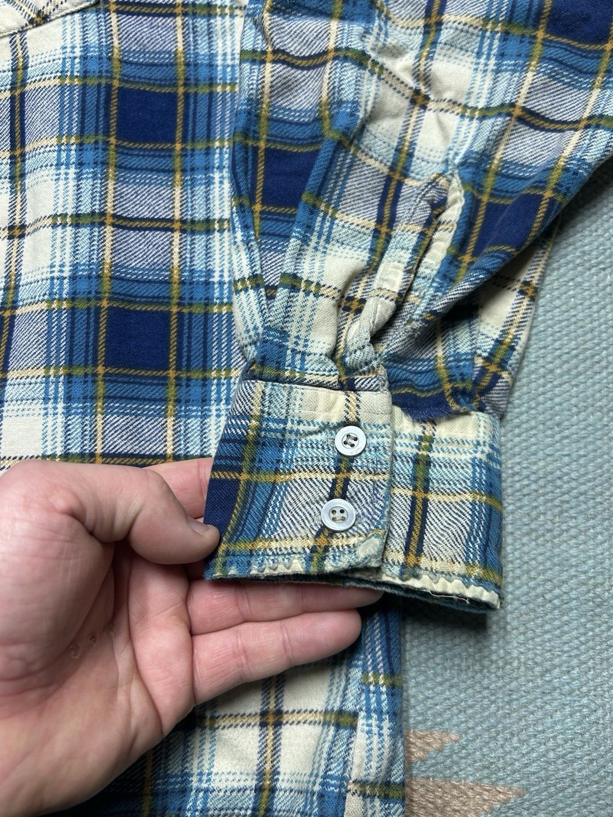 Vintage 80s flannel shirt brushed cotton distressed Kingsport large Size US L / EU 52-54 / 3 - 5 Thumbnail