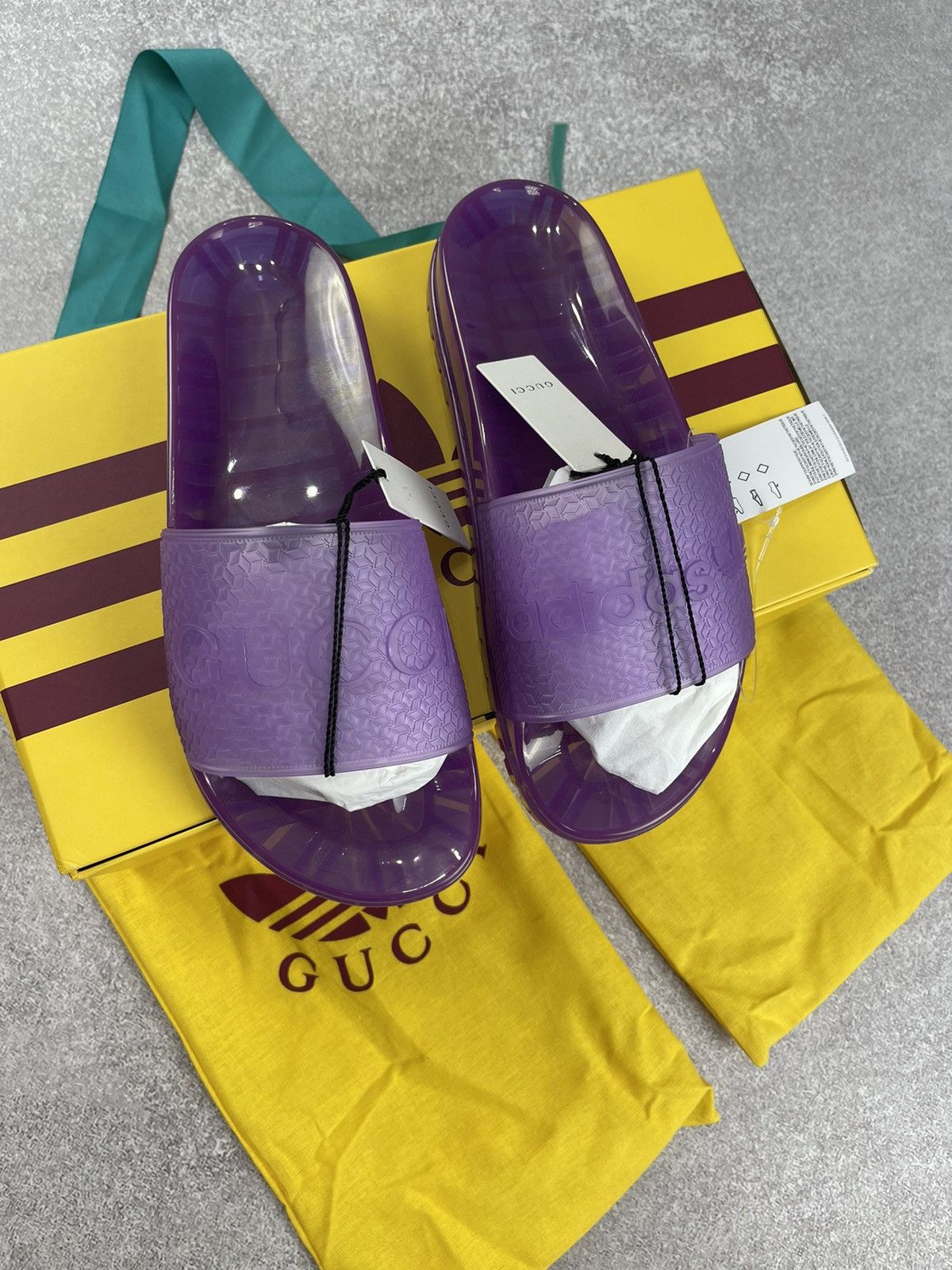 Adidas × Gucci Adidas x Gucci Rubber Slide Sandals Purple Size 42 Size US 9 / IT 39 - 13 Thumbnail
