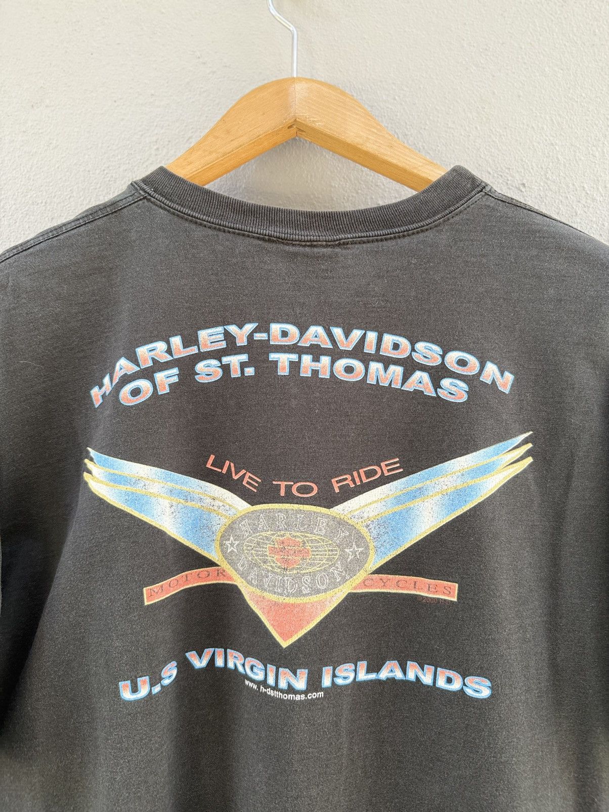 Harley Davidson Thrashed Vintage Harley Davidson Caribbean Faded Grunge Tee Size US L / EU 52-54 / 3 - 9 Thumbnail
