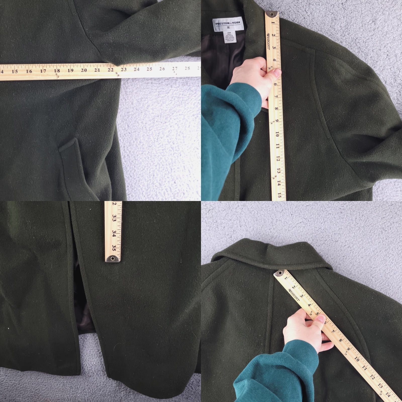 Preston & York Preston York Coat Womens 20W Dark Olive Green Wool Long Trench Overcoat Size 3XL / US 20-22 - 8 Thumbnail
