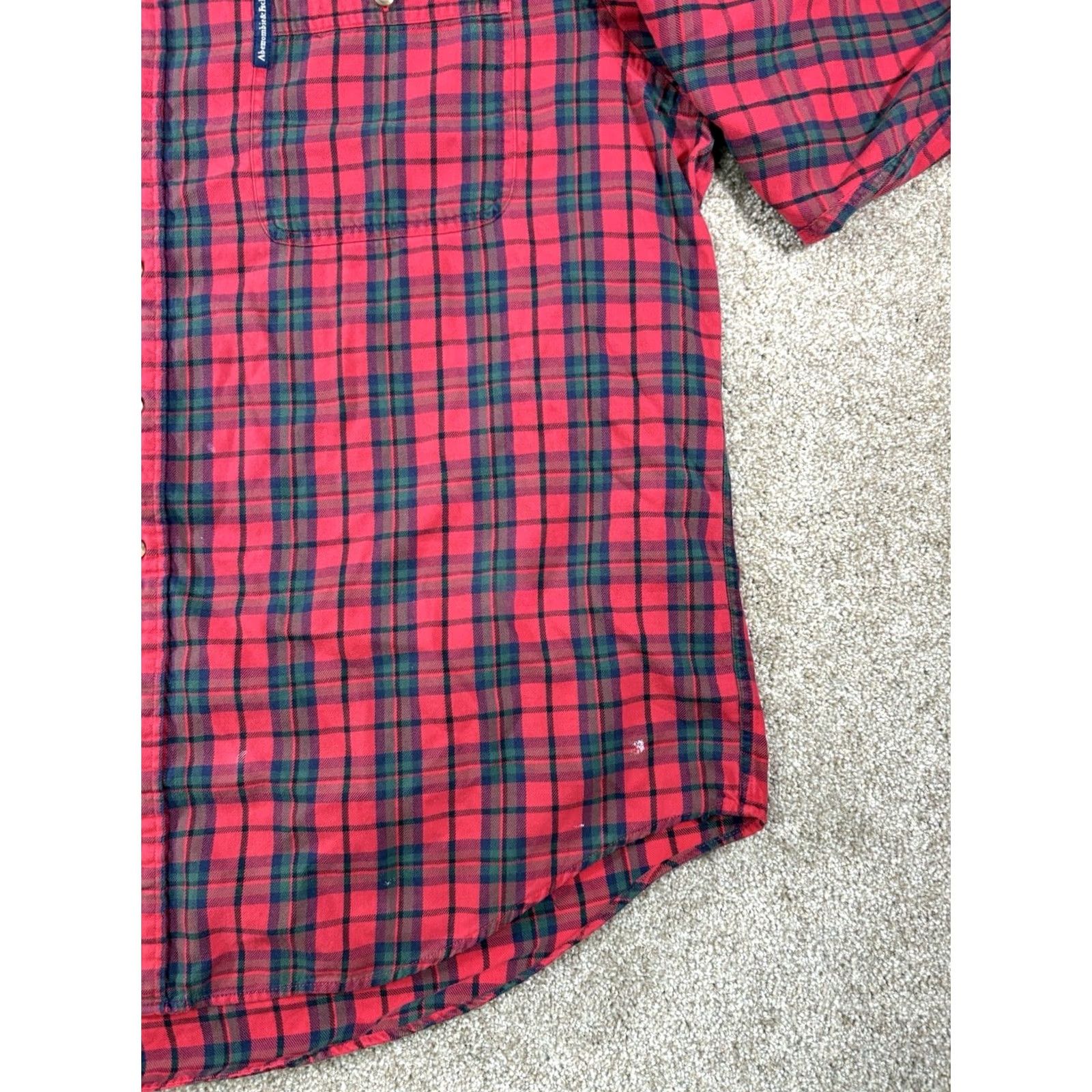 Abercrombie & Fitch Abercrombie & Fitch Big Shirt Mens Large Red Flannel Button Up 100% Cotton Shirt Regular Mens Red Flannel Button-Up Pockets Vintage No Size US L / EU 52-54 / 3 - 5 Thumbnail