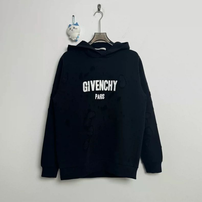 Givenchy Black oversized hole hooded sweatshirt 2505-Nextar