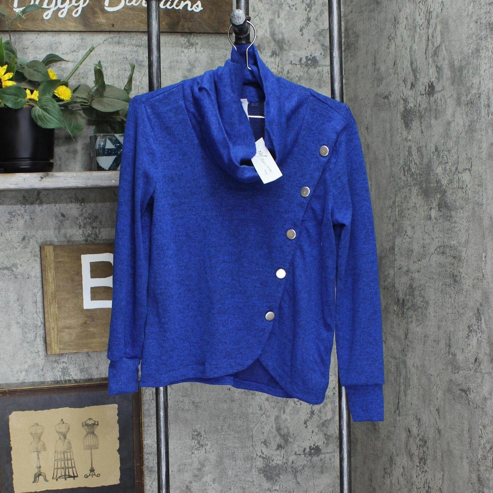 Other Ny Collection Petites Cowl Neck Button-Up Sweater Blue PS Size S / US 4 / IT 40 - 1 Thumbnail