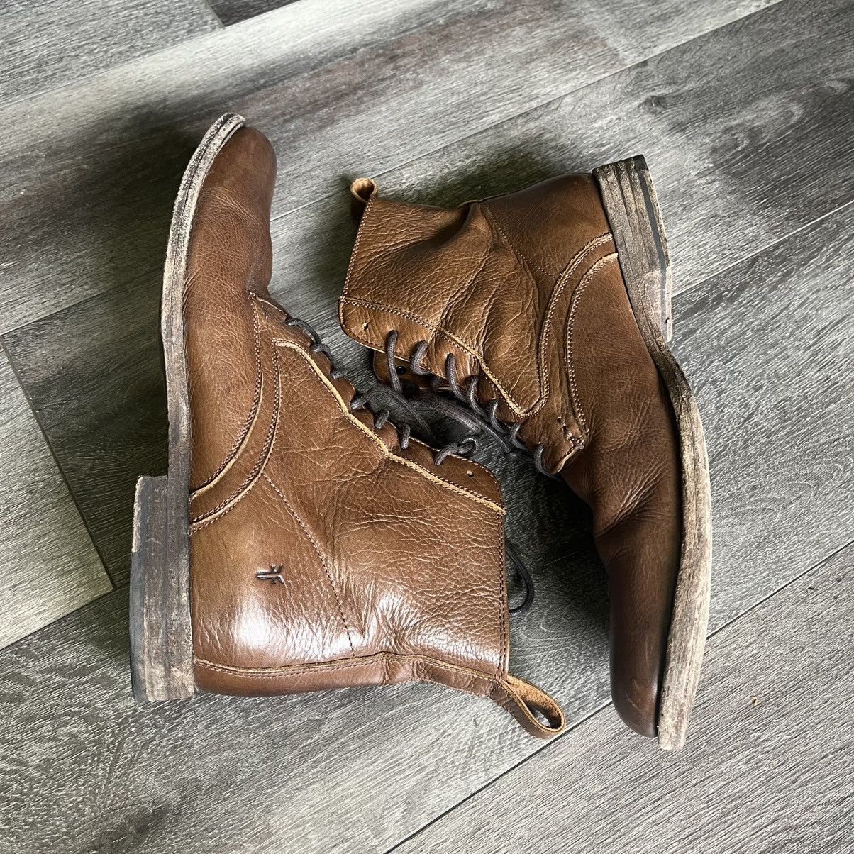 Frye Vintage Frye Mens Philip Lace Up Brown Boots Size 9D 3487883 Size US 9 / EU 42 - 3 Thumbnail