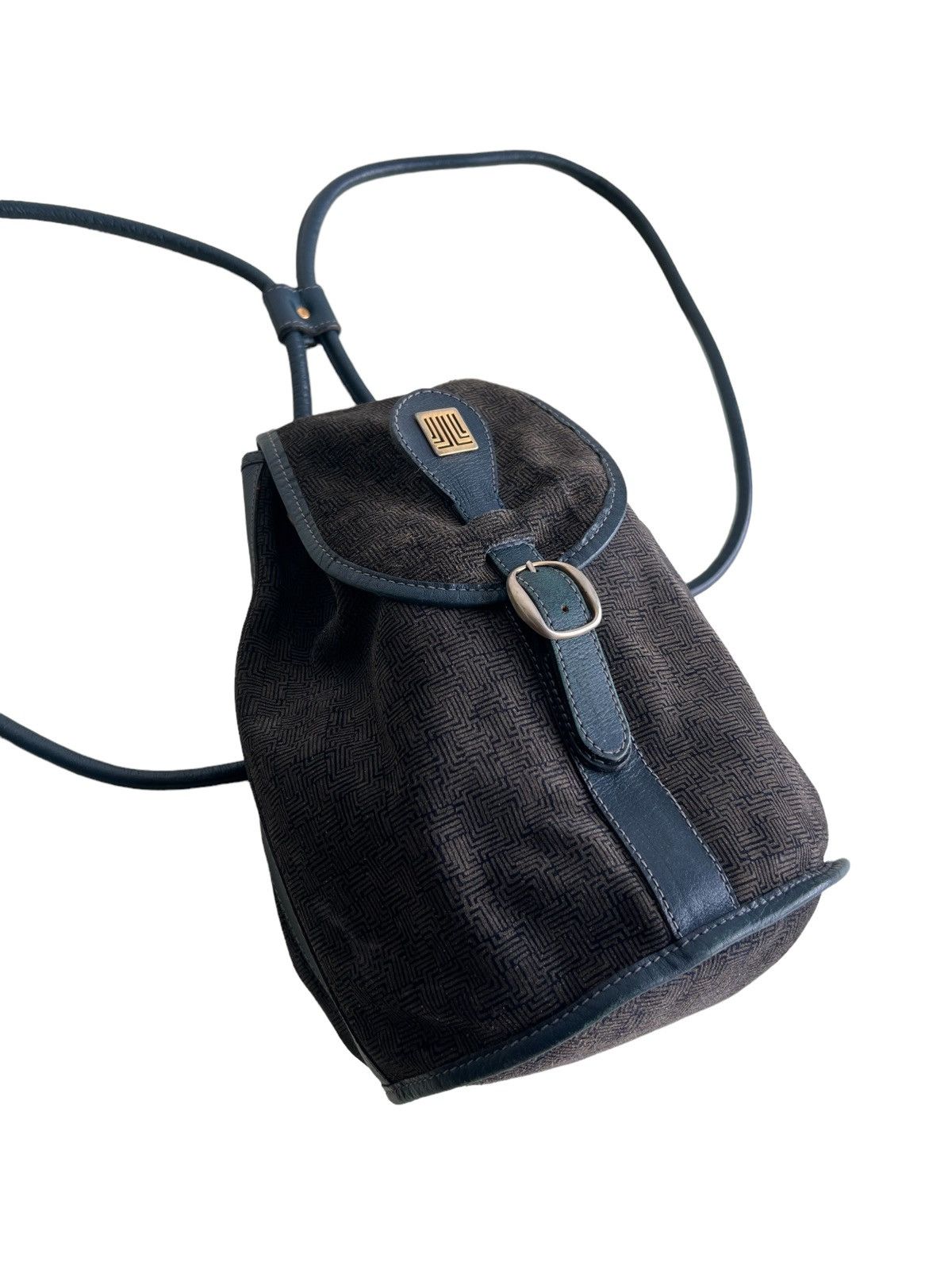 Lanvin 1980s Lanvin Paris Monogram Jacquard Hybrid Velvet Backpack Size ONE SIZE - 6 Thumbnail