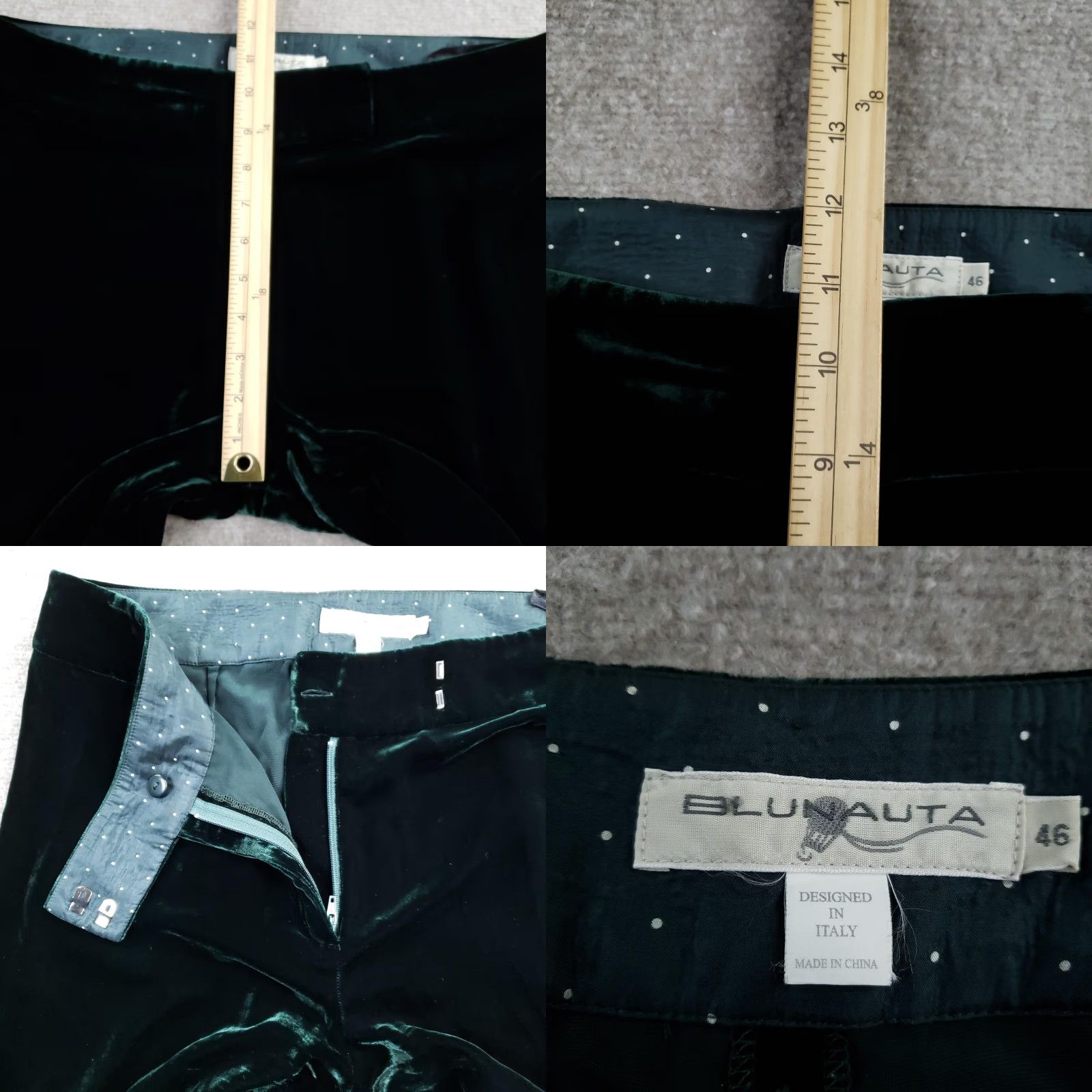 Velvet Blunauta Velvet Pants Womens 46 Green Silk Blend Straight Leg (Fits 32x30) Size 32" / US 10 / IT 46 - 8 Thumbnail