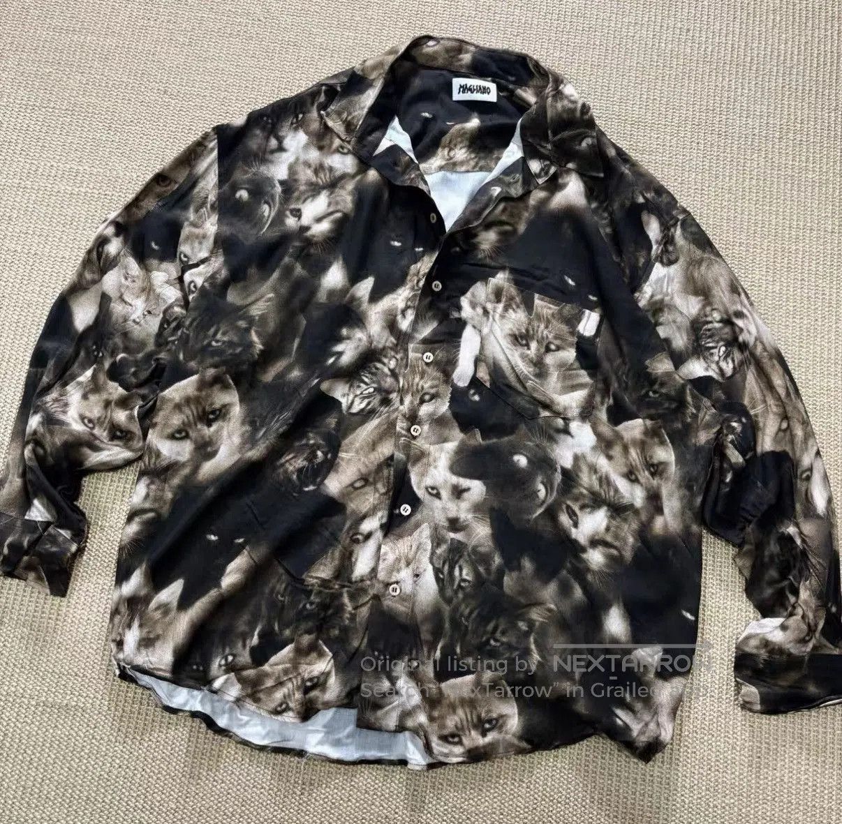Magliano Brown Cat Print Long Sleeve Button. Size US S / EU 44-46 / 1 - 2 Thumbnail