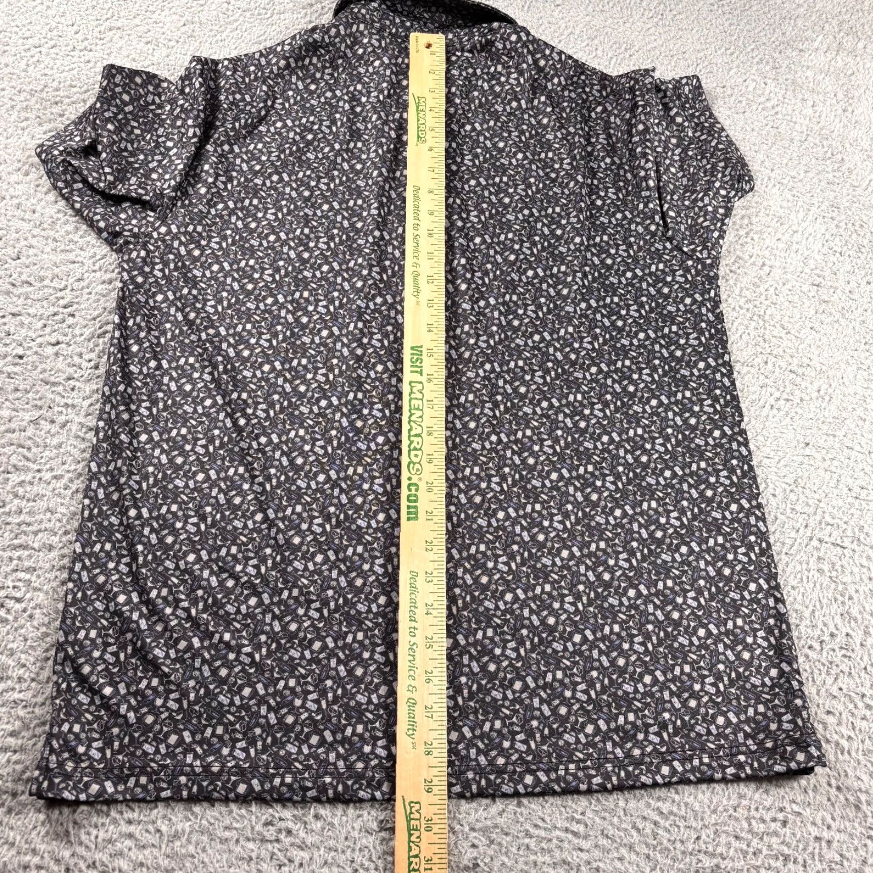 Vintage Mens Polo Shirt L Black Alll Over Print Stretch Golf Three Sixty Six Shirt Mens Short Sleeve Graphic Print Size US L / EU 52-54 / 3 - 5 Thumbnail