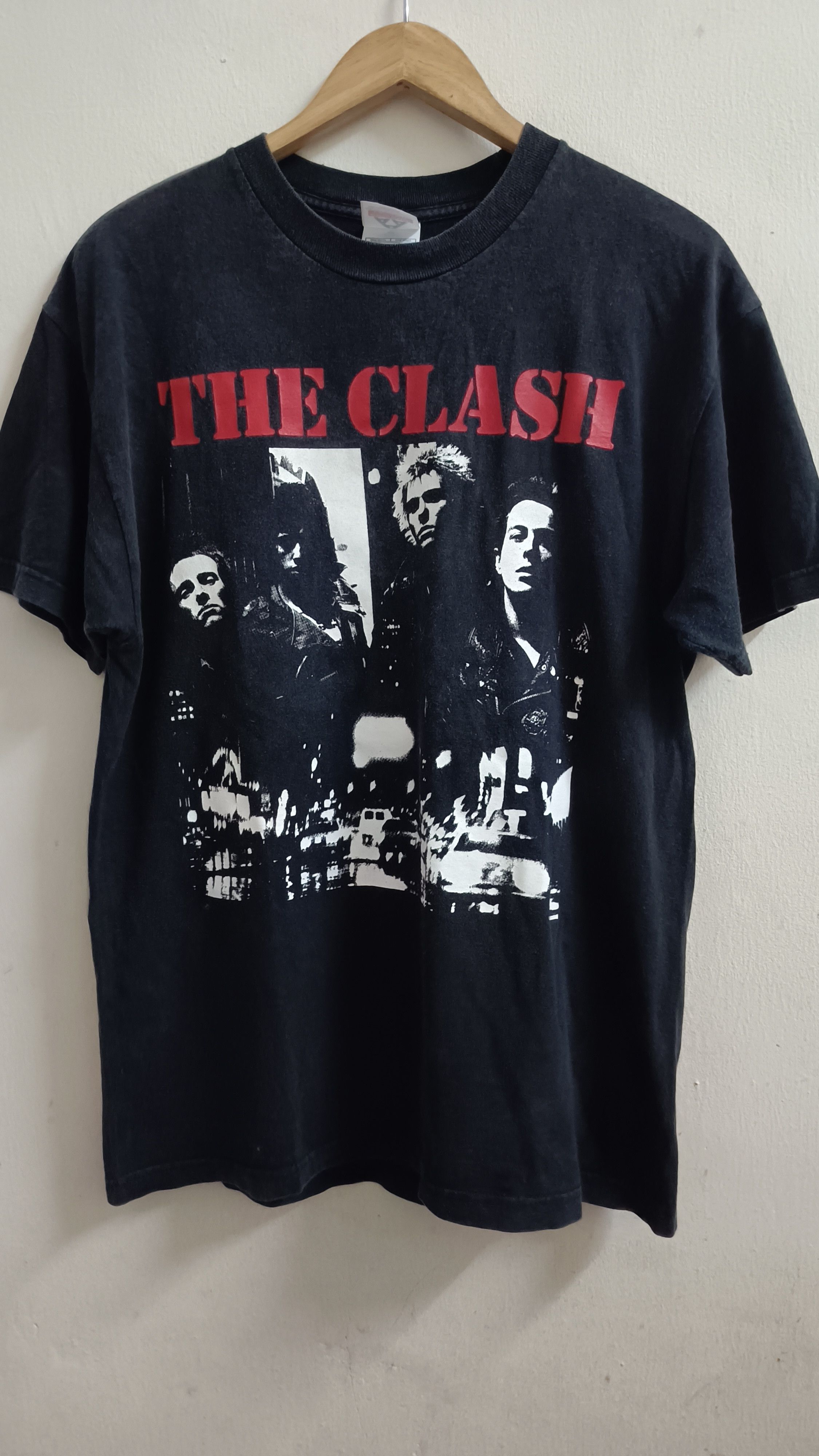 image of Band Tees Vintage Band The Clash Punk Tour Tee in Black, Men's (Size Large)