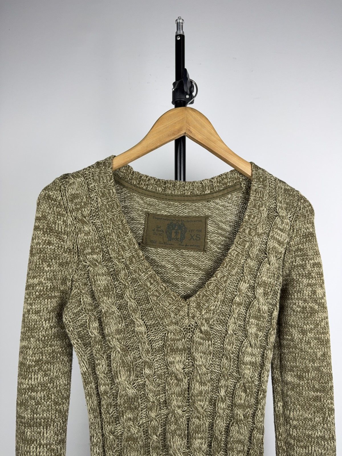 Japanese Brand Avant Garde Japanese 00s Cable Knit Sweater Dress Olive XS Size XS / US 0-2 / IT 36-38 - 2 Thumbnail