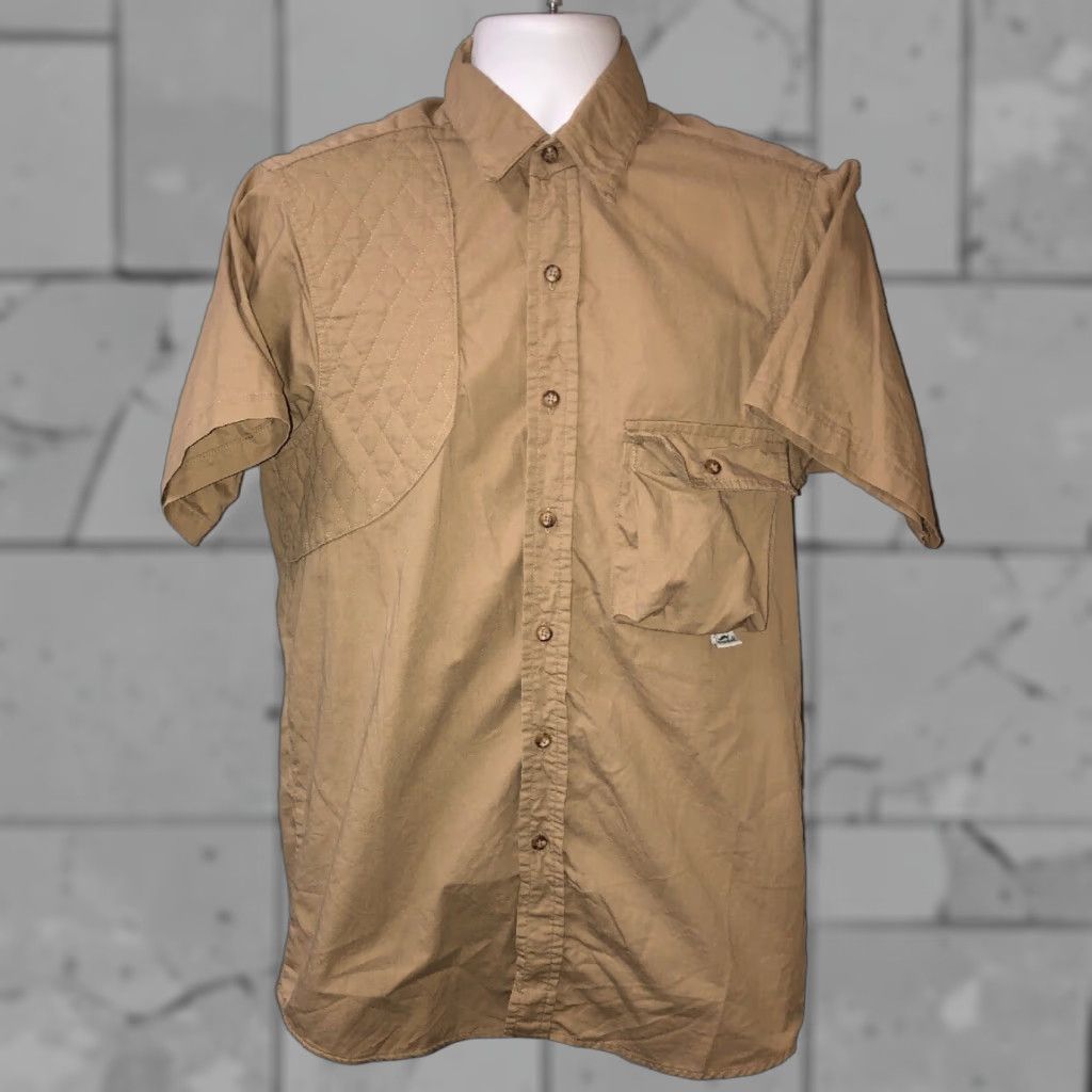 Vintage VINTAGE Duxbak Shirt Mens Beige Short Sleeve Button Front Padded 20.5 Inch Armpit S Size US S / EU 44-46 / 1 - 1 Thumbnail