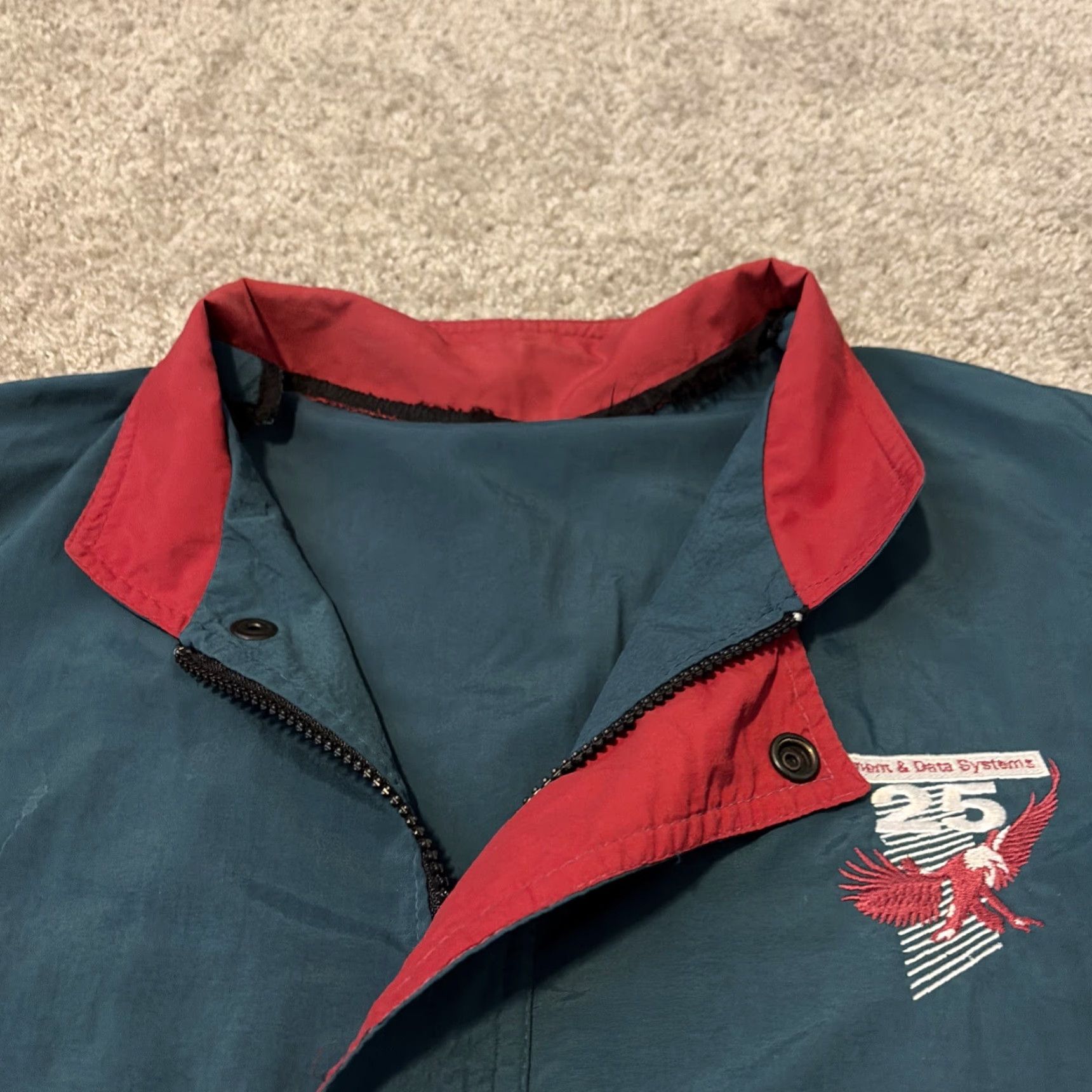 Vintage VINTAGE 90s Turquoise Blue Windbreaker Jacket XL Men Blue Windbreaker Mgt And Data Company Employee Light Jacket Size US XL / EU 56 / 4 - 3 Thumbnail