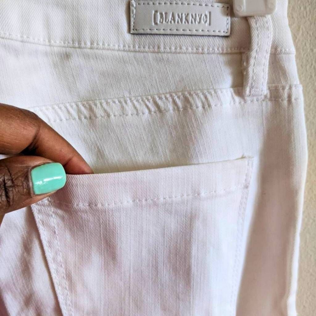 BLANKNYC Blank NYC White Skinny Jeans 24 NWT High Rise Ankle Raw Fray Size 24" / US 00 / IT 34 - 11 Thumbnail
