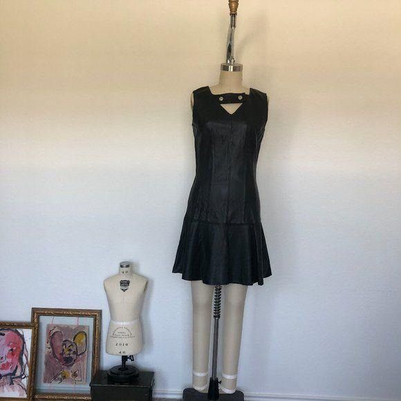 Carven Carven Leather Fluted Dress Lamb Drop Waist Flappe Size S / US 4 / IT 40 - 2 Thumbnail