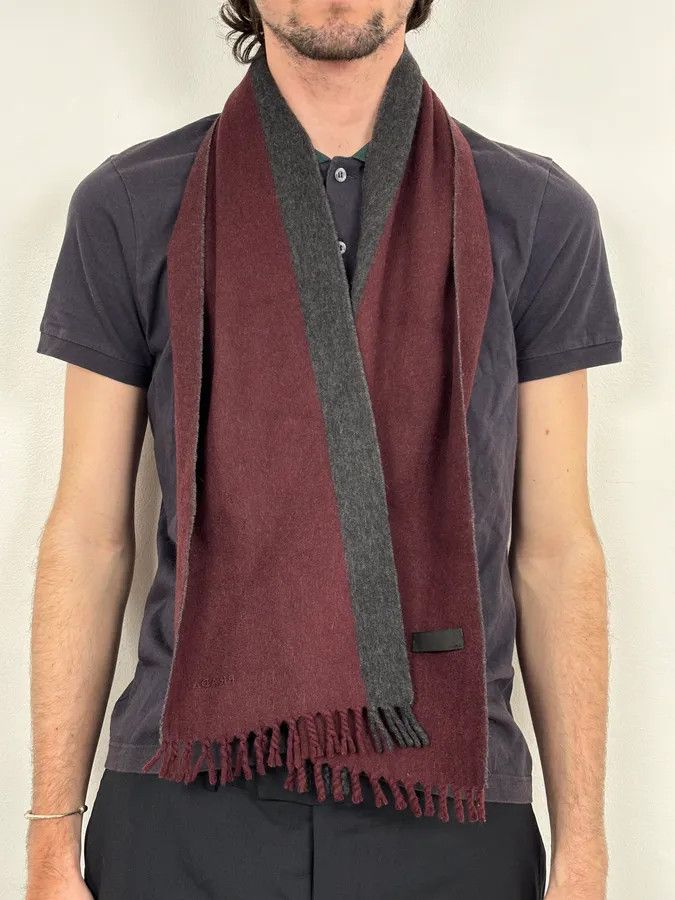 Prada 2000s Prada Bordeaux & Grey Cashmere Scarf Size ONE SIZE - 2 Thumbnail