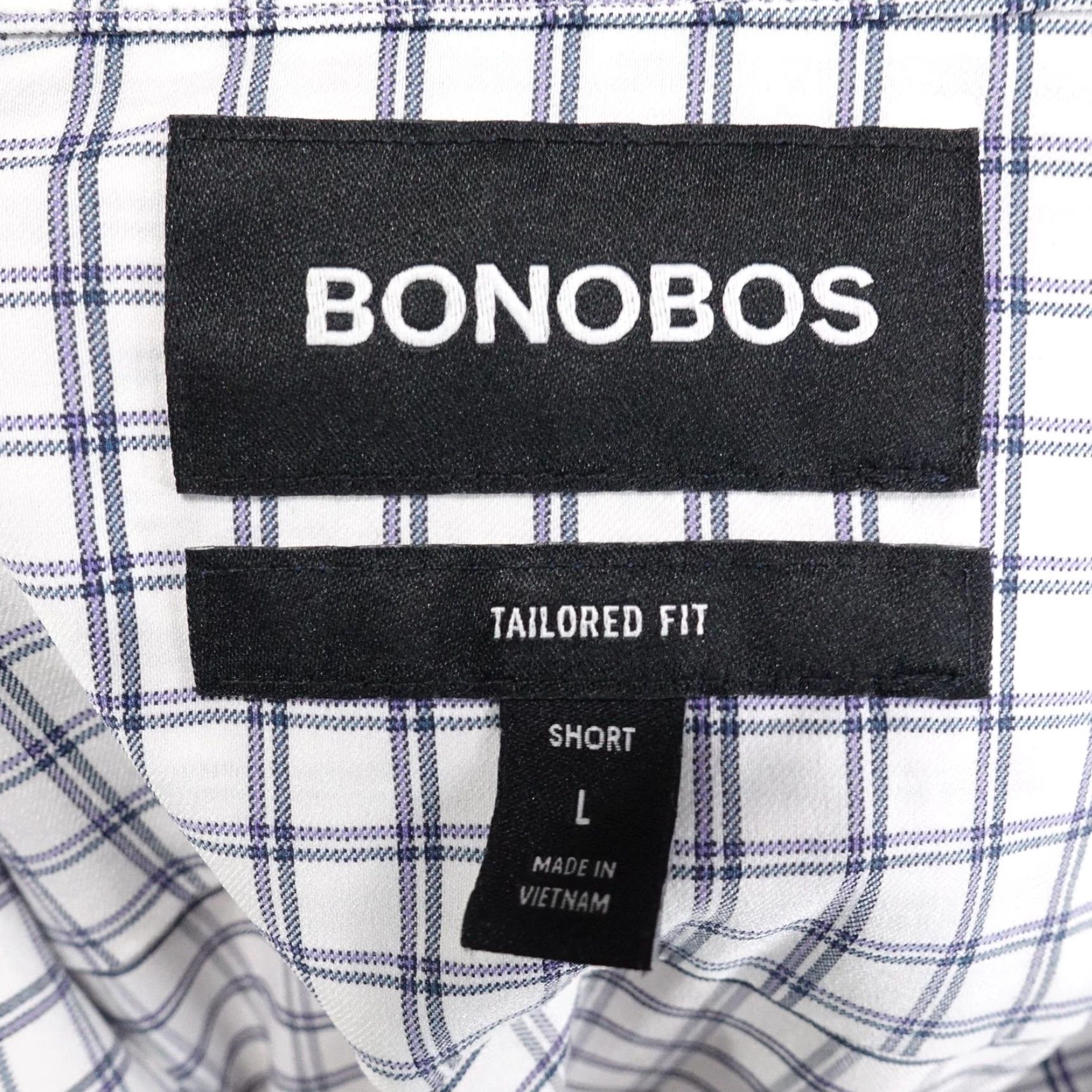 Bonobos Bonobos Shirt Mens Large White Blue Plaid Long Sleeve Tailored Fit Stretch Dress Size 42R - 6 Thumbnail