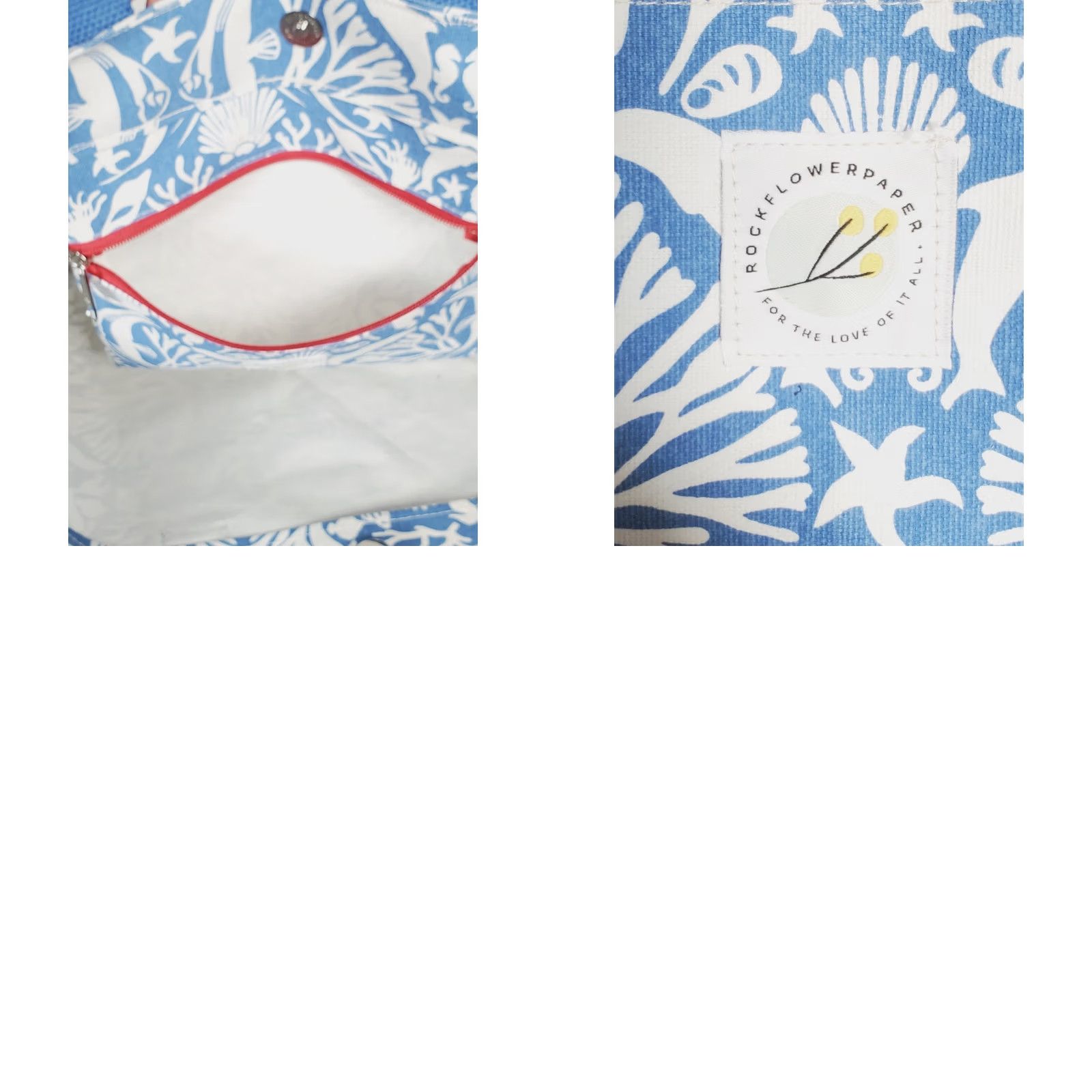 Vintage rockflowerpaper Underwater Sea Carryall Tote Bag Blue White Large Size ONE SIZE - 8 Thumbnail