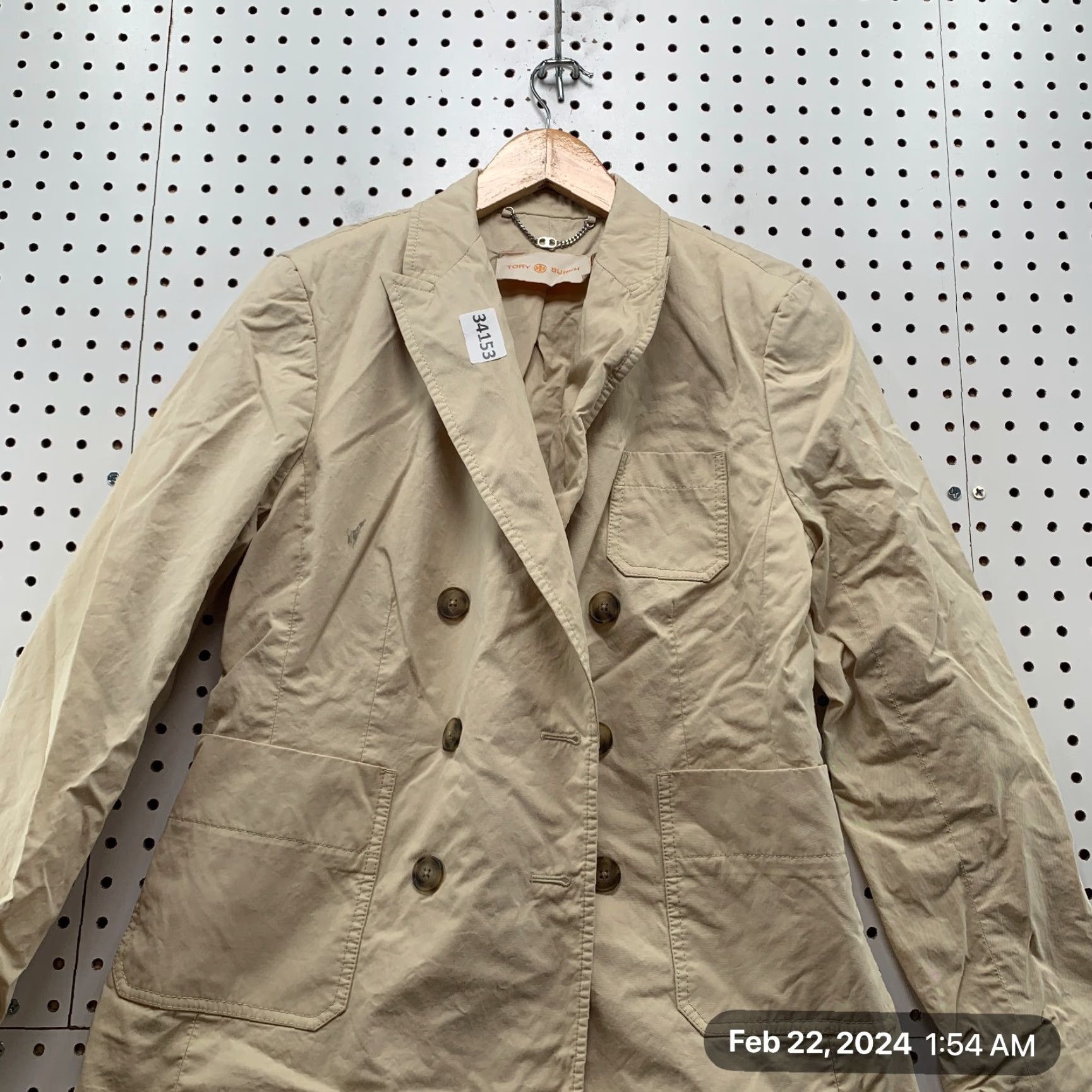 Tory Burch VINTAGE Tory Burch Khaki Blazer Jacket Womens SIZE 8 Beige Brown Business Casual 18X27 Size M / US 6-8 / IT 42-44 - 7 Thumbnail