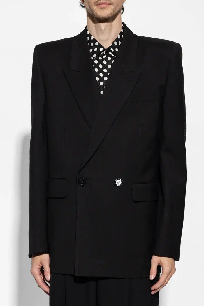 Saint Laurent Paris o1bcso1str0125 Oversized Jacket In Wool in Black Size US L / EU 52-54 / 3 - 3 Thumbnail