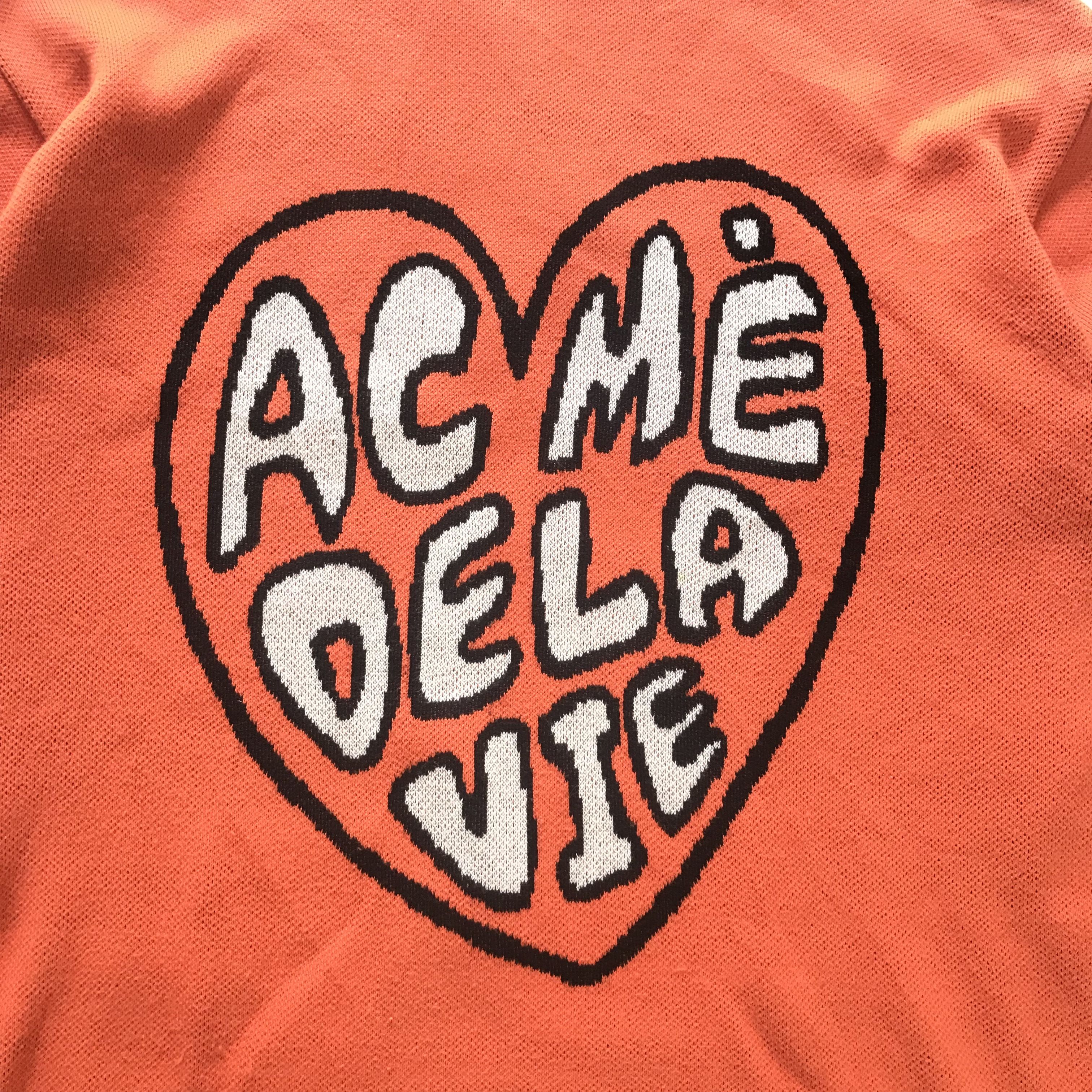 acme de la vie Streetwear Acme De La Vie (ADLV) Orange Heart Knit Sweater Size US M / EU 48-50 / 2 - 2 Thumbnail