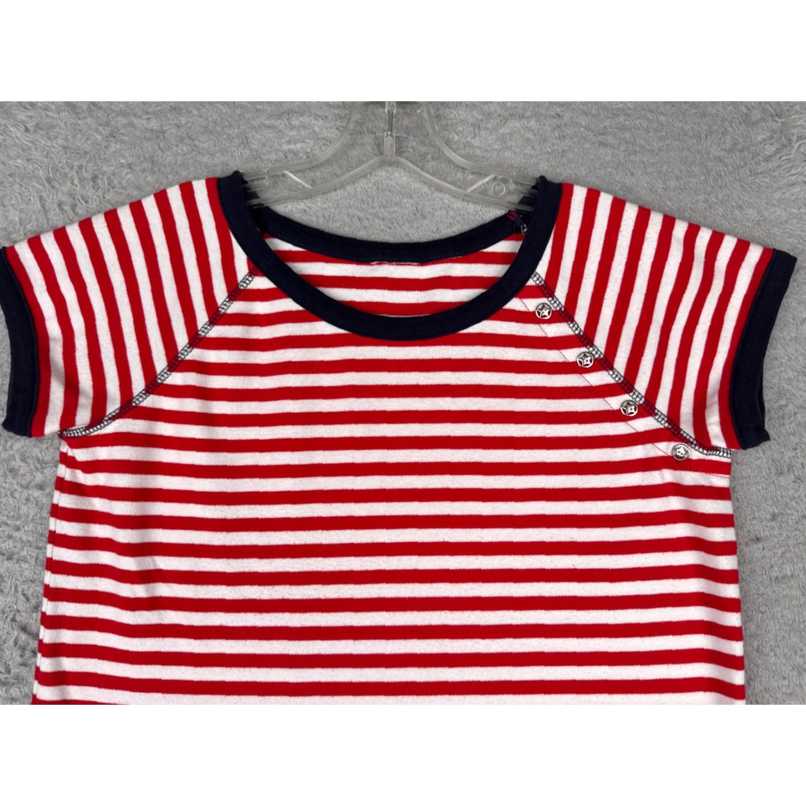 Vintage Embellished Stars Shirt Women XL Red Striped Crew Neck Short Sleeve Cotton Sports Womens Size XL / US 12-14 / IT 48-50 - 4 Thumbnail