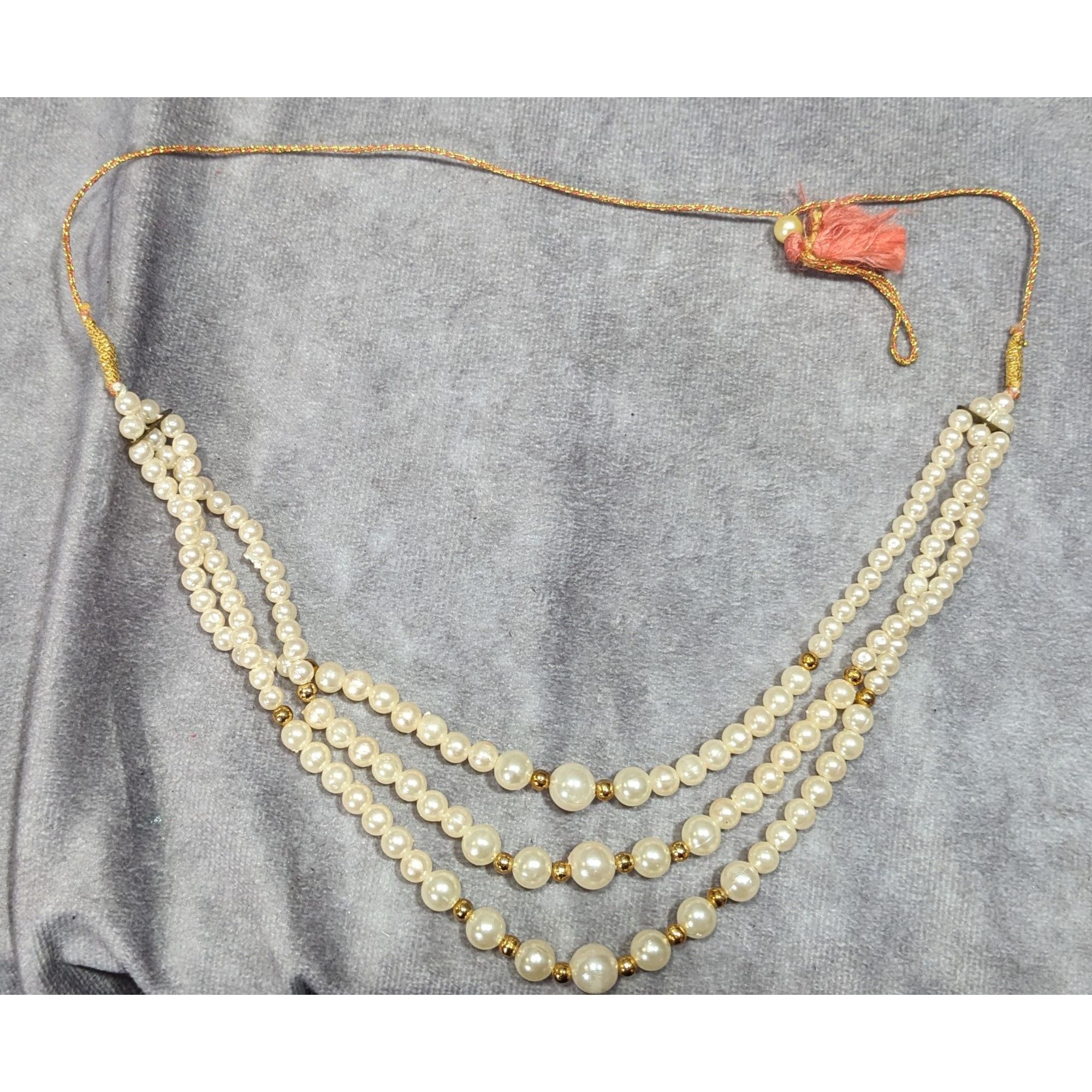 Other Indian Layered Faux Pearl Necklace With Gold Tone Accents Size ONE SIZE - 4 Thumbnail