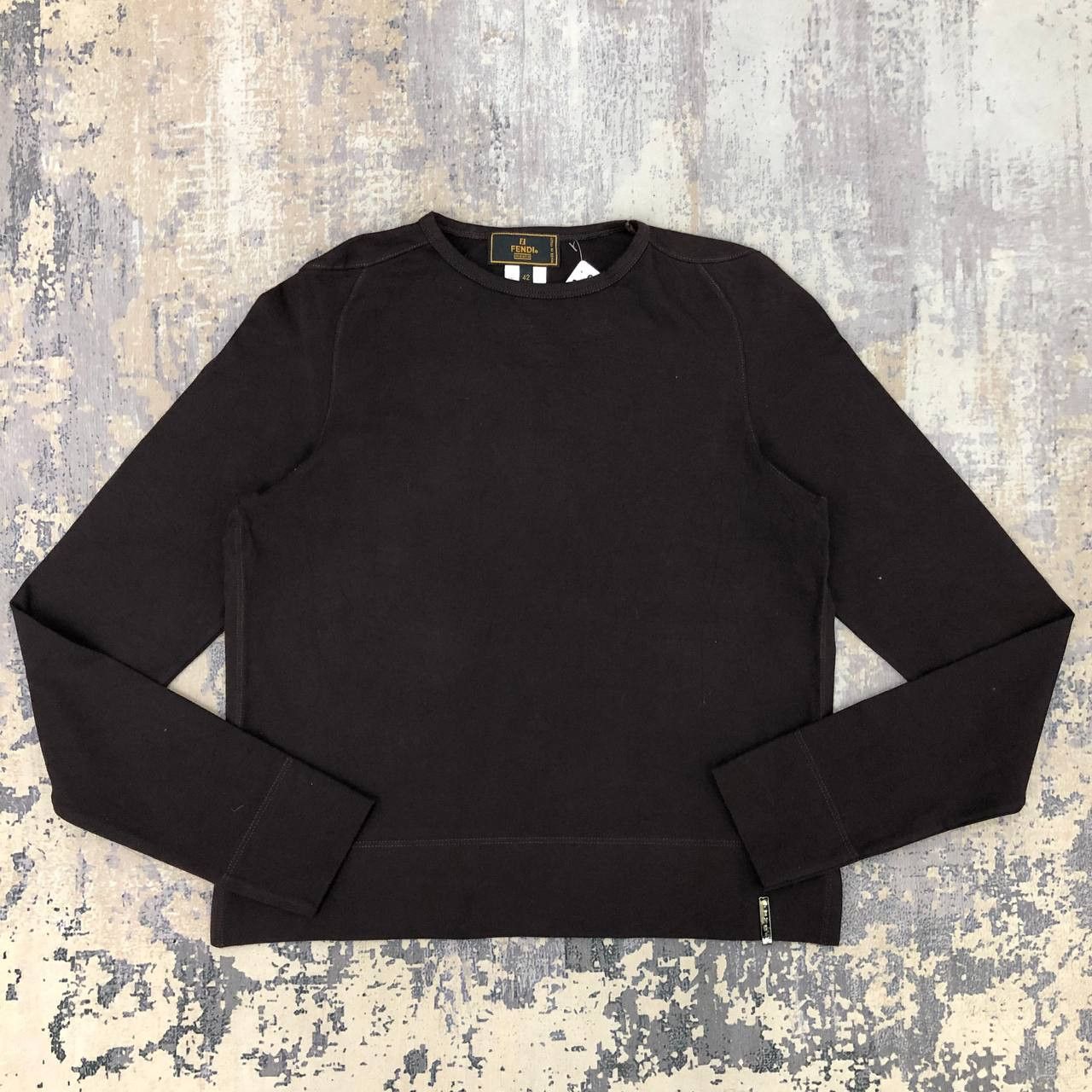 image of T238 Fendi Maglia Cropped Sweatshirts in Brown, Women's (Size Medium)
