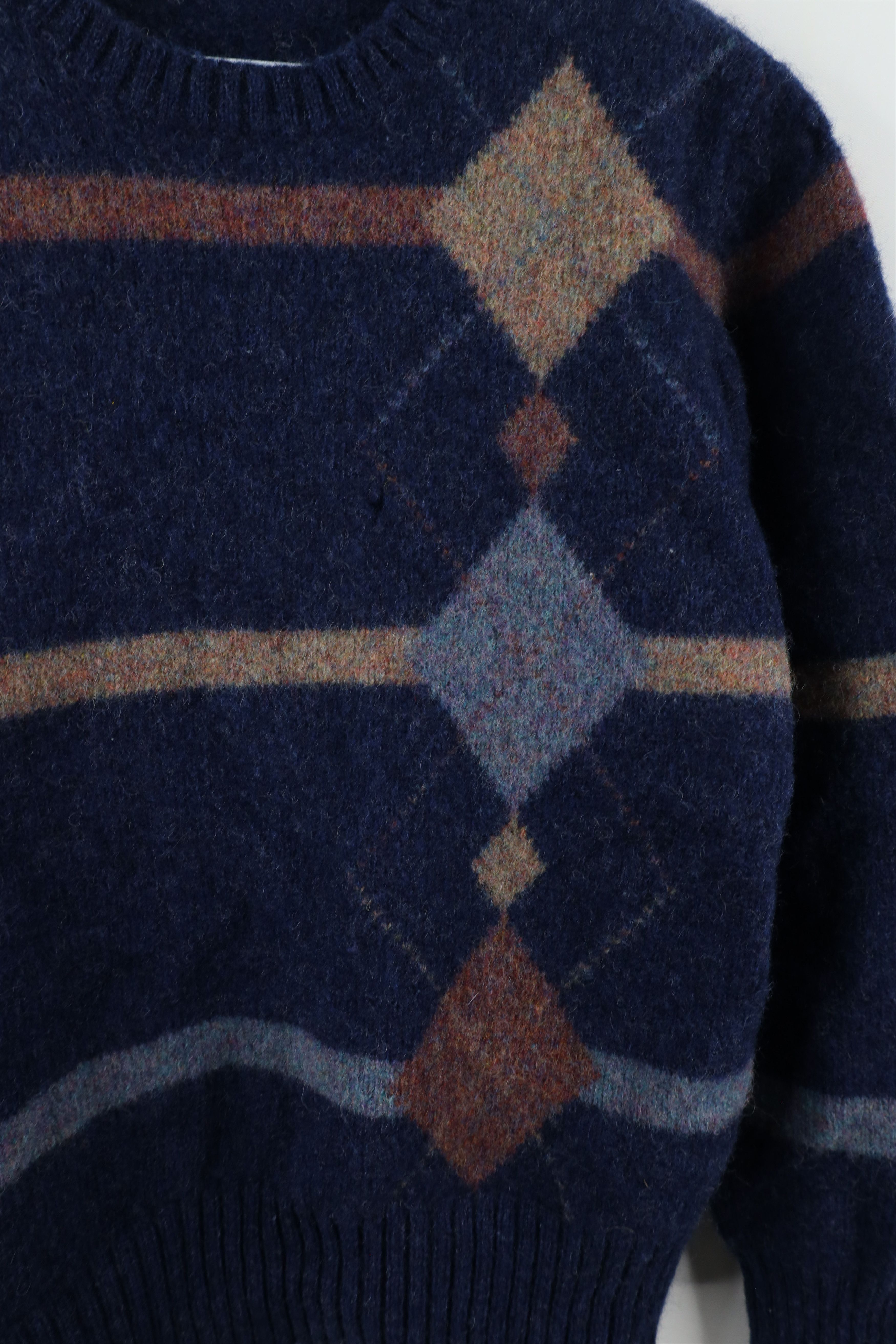 Ralph Lauren × Vintage Vintage 90s Chaps Ralph Lauren Argyle Striped Knit Sweater Size L / US 10 / IT 46 - 4 Thumbnail