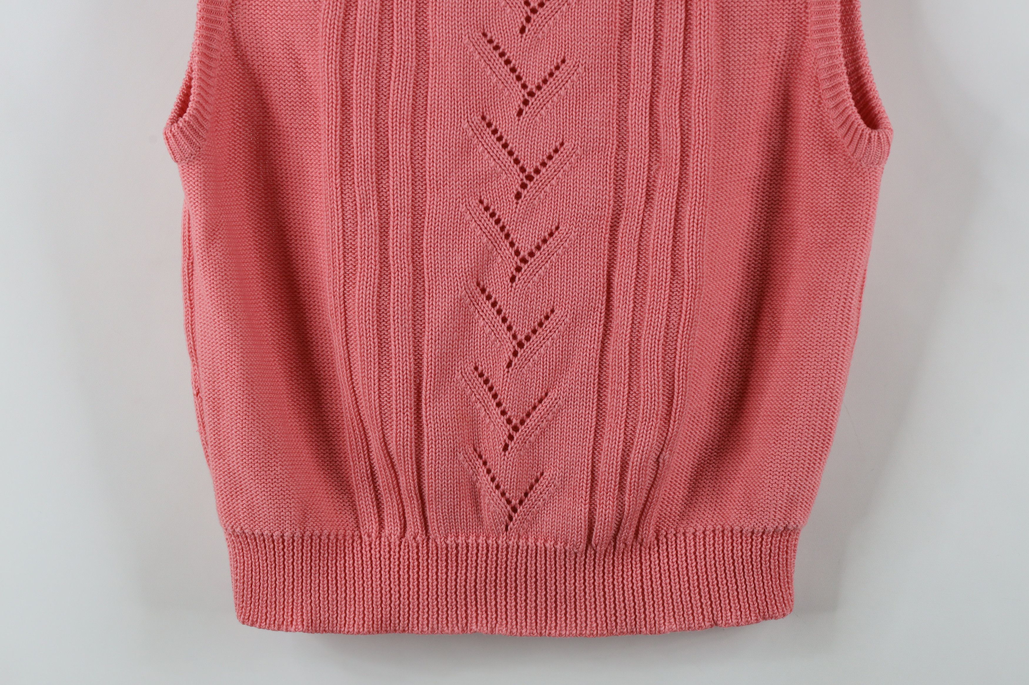 Vintage Vintage 90s Streetwear Chunky Ribbed Knit Sweater Vest Pink Size L / US 10 / IT 46 - 3 Thumbnail