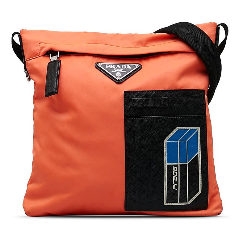 image of Prada Tessuto Crossbody Bag in Orange, Women's