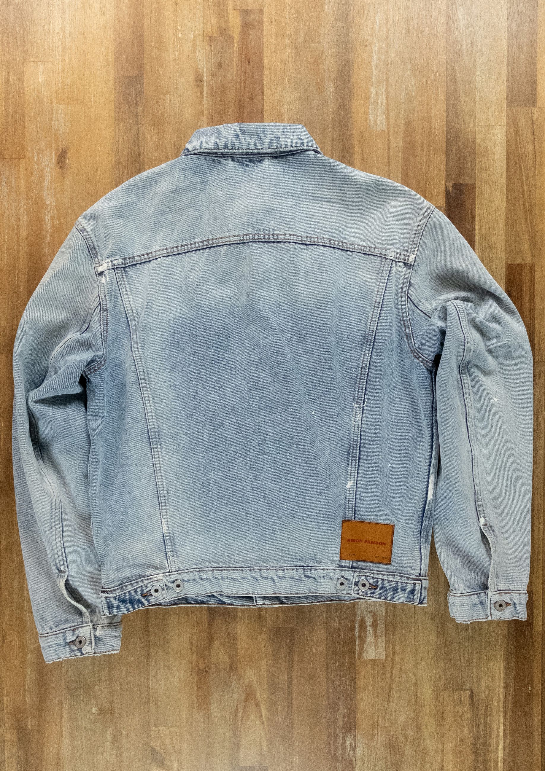 Heron Preston HERON PERSTON blue distressed paint splatter denim jacket L Size US L / EU 52-54 / 3 - 10 Thumbnail