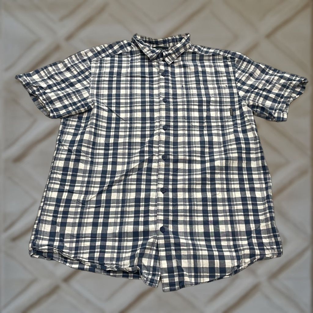 Vintage Columbia Shirt Mens L Blue Plaid Flannel Short Sleeve Button-Down Cotton Top Classic Outdoor Fishing Button Up Size US L / EU 52-54 / 3 - 1 Thumbnail