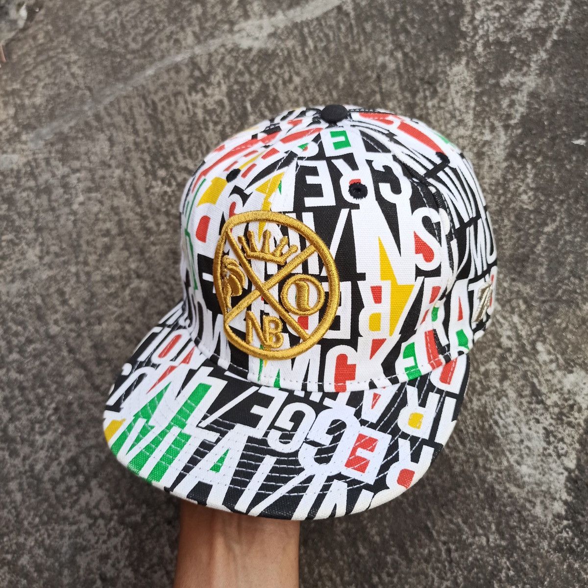 Bob Marley SICK fitted reggae full print with gold lion embroidery cap Size 34 - 3 Thumbnail