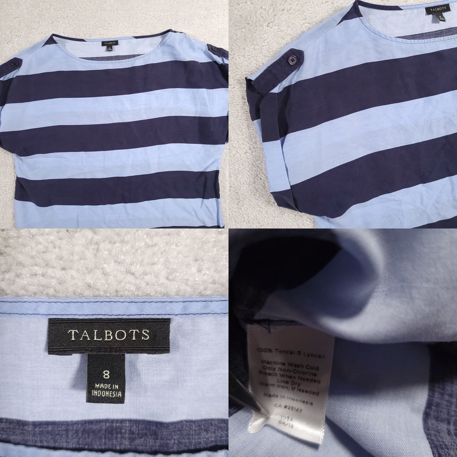 Talbots Talbots Shirt Womens 8 Blue Striped Short Sleeve Top Ladies Shirt Regular Blue 8 Womens Mens? Size M / US 6-8 / IT 42-44 - 8 Thumbnail