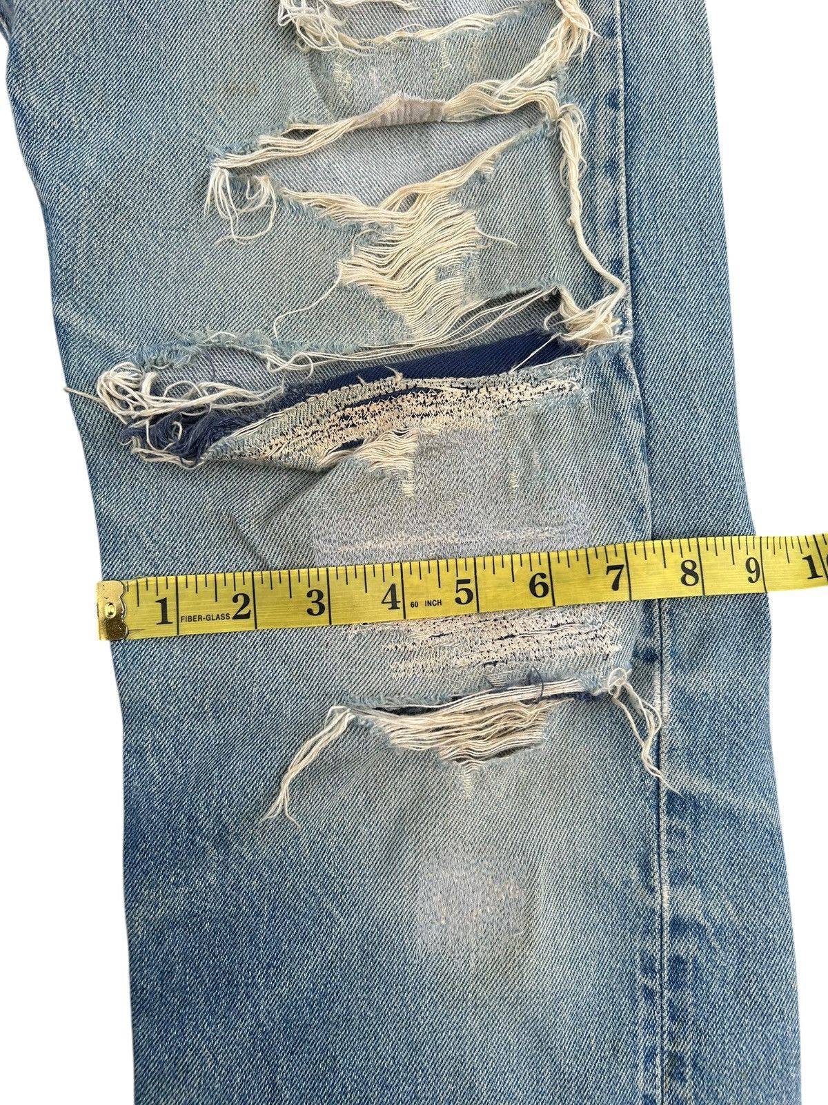 Levi's Vintage Clothing 80's THRASHED Levi's 555 Reconstructed Repair Denim Size US 30 / EU 46 - 24 Thumbnail