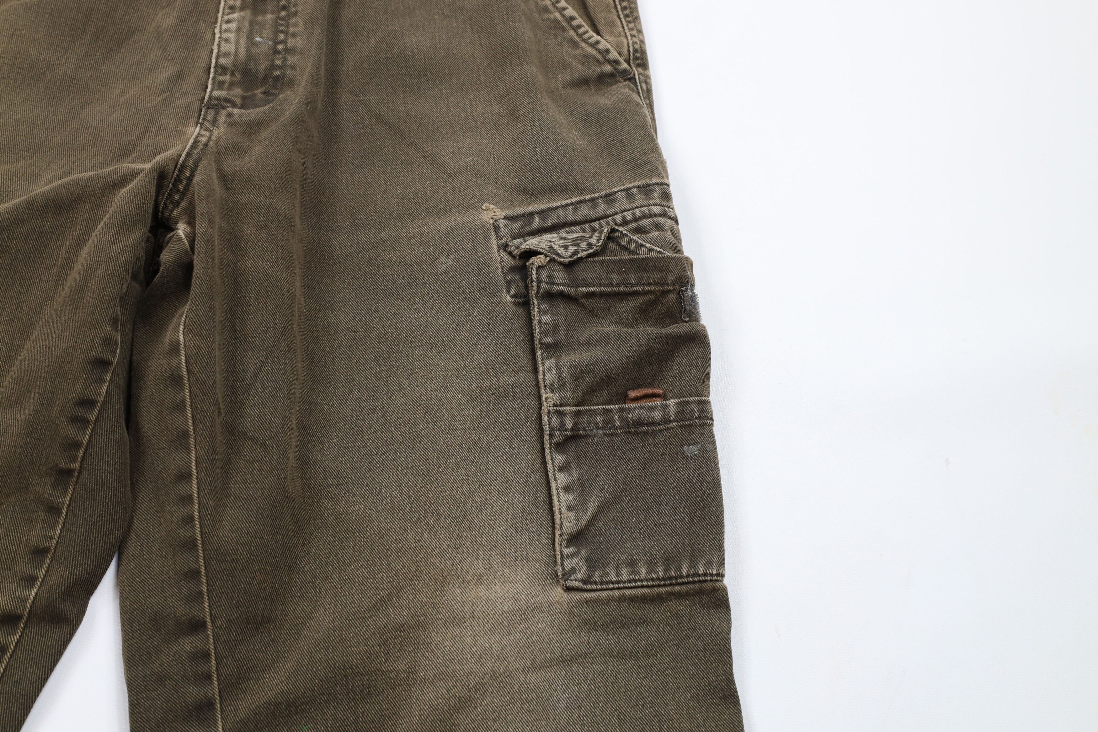 Vintage × Woolrich Woolen Mills Vintage 90s Woolrich Wide Leg Denim Cargo Jeans Pants Brown Size US 34 / EU 50 - 7 Thumbnail