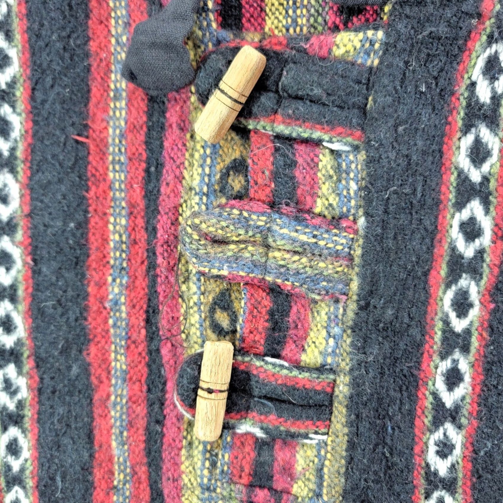 Vintage VINTAGE Mens Baja Hoodie Pullover 100% Cotton Made in Nepal Striped Toggle Button Large Size US L / EU 52-54 / 3 - 2 Thumbnail