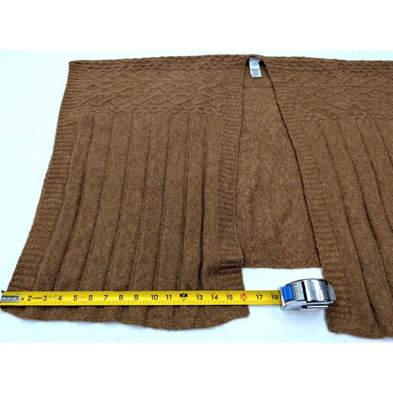 Vintage Cupcakes & Cashmere Cable Knit Poncho Cape Brown One Size Open Front Cozy Boho Size ONE SIZE - 6 Thumbnail