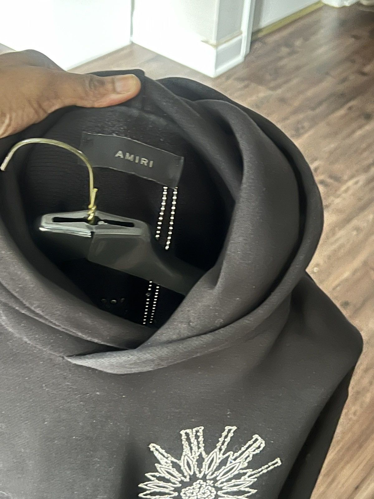 Amiri Black & Crystal Stick Poke Logo Hoodie Size US M / EU 48-50 / 2 - 5 Thumbnail