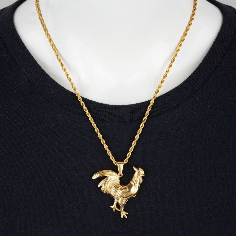 Jewelry Hip-Hop Retro Cock Titanium Steel Pendant Necklace Size ONE SIZE - 5 Thumbnail