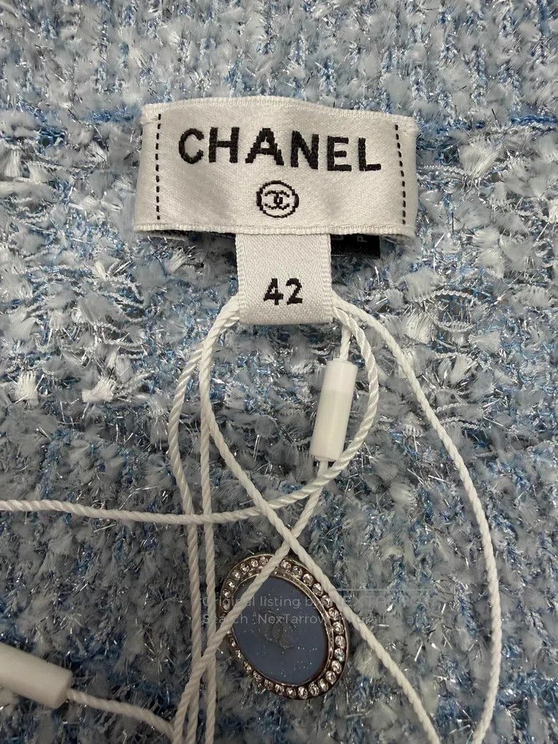 Chanel Chanel Thin glitter blue knitted cardigan coat Size M / US 6-8 / IT 42-44 - 4 Thumbnail