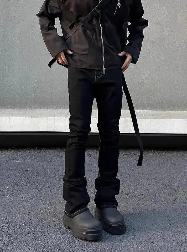 Japanese Brand Black micro flared slim fit jeans Size US 30 / EU 46 - 6 Thumbnail