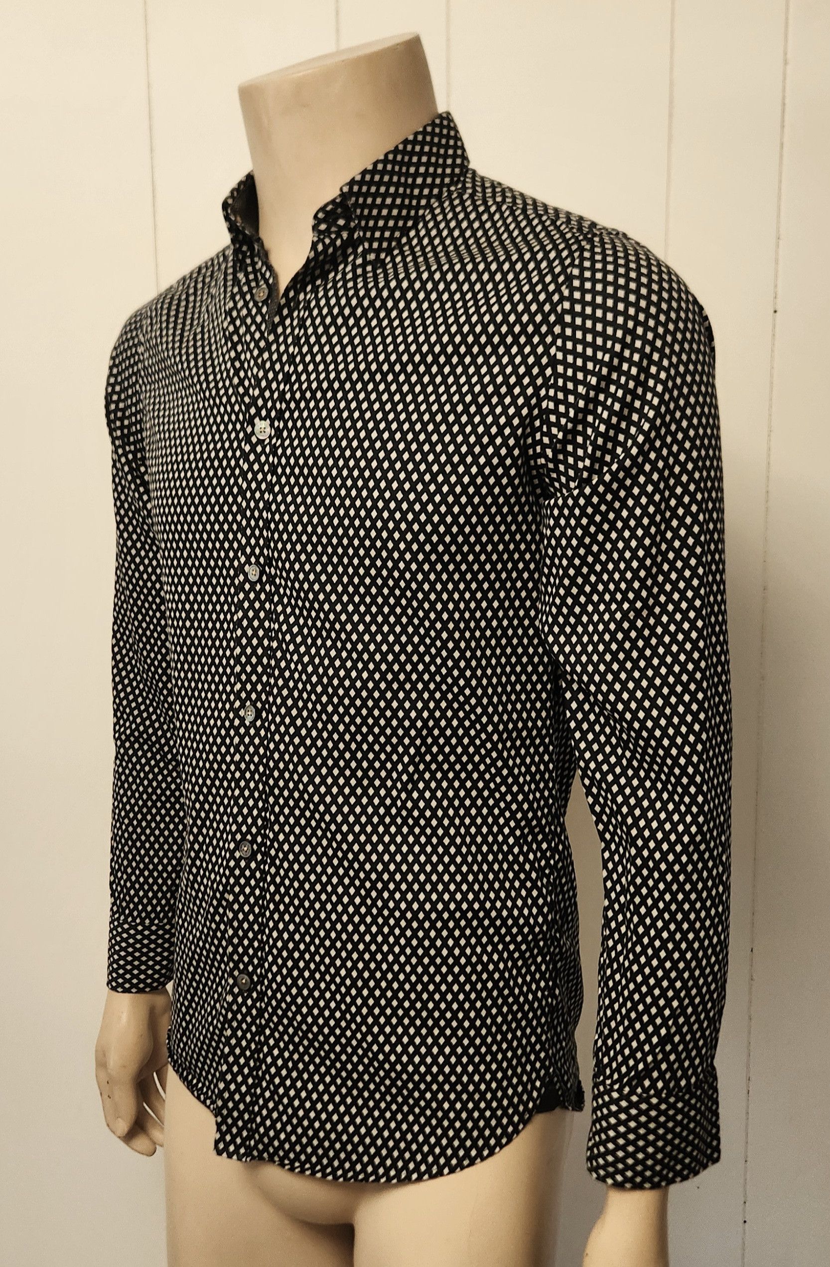 Ted Baker Ted Baker shirt S men's cotton black white geometric Size US S / EU 44-46 / 1 - 2 Thumbnail