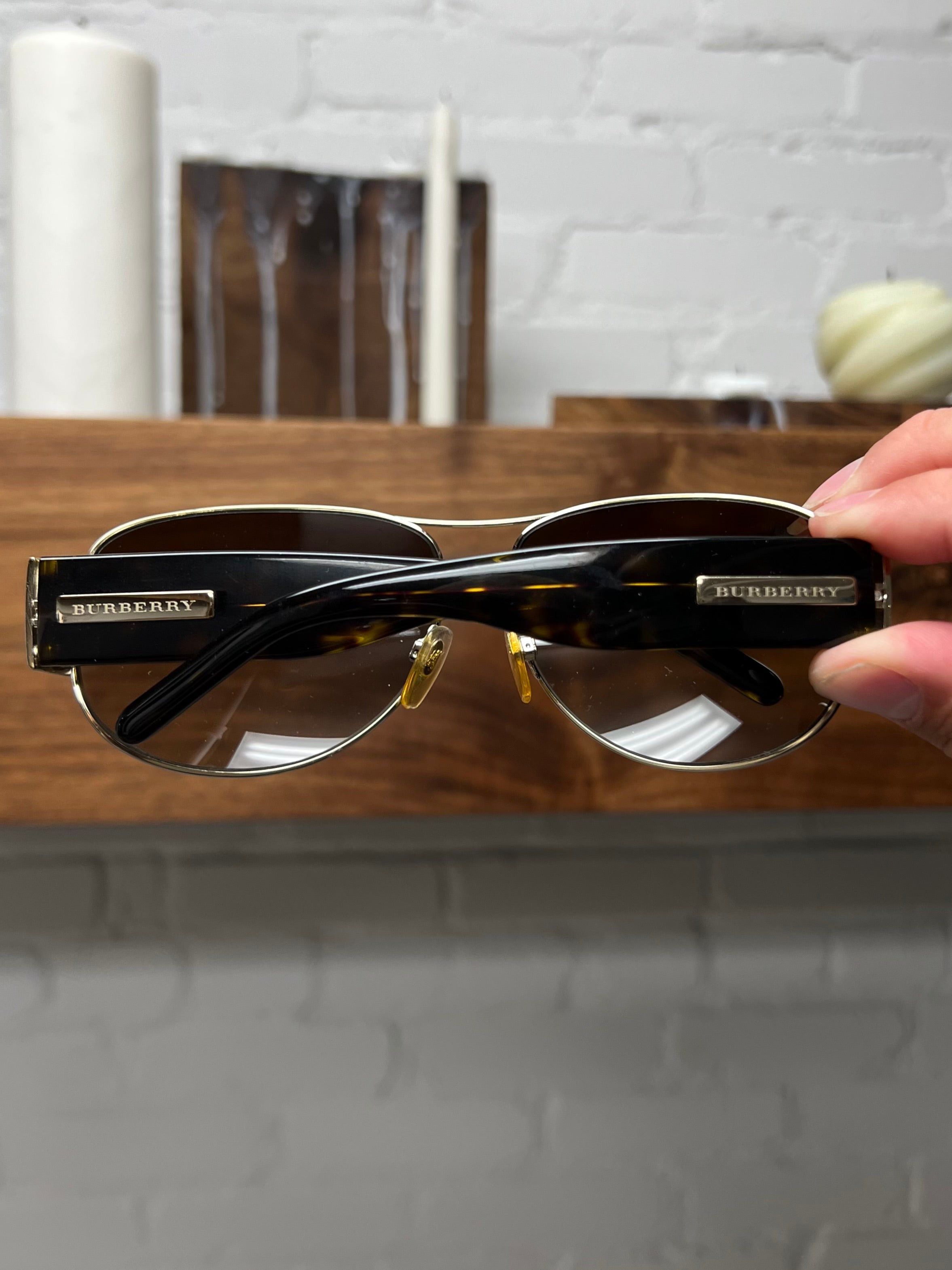 Burberry Burberry Tortoiseshell Aviator Sunglasses Size ONE SIZE - 4 Thumbnail