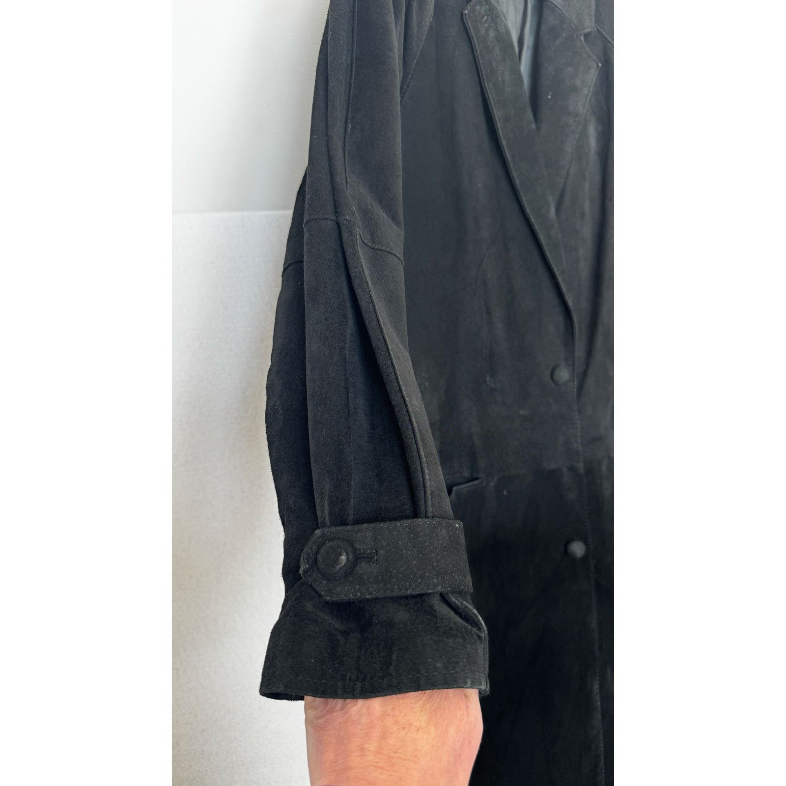 Vintage 90s Split End Ltd Black Suede Leather Long Coat Minimalist M Size M / US 6-8 / IT 42-44 - 14 Thumbnail