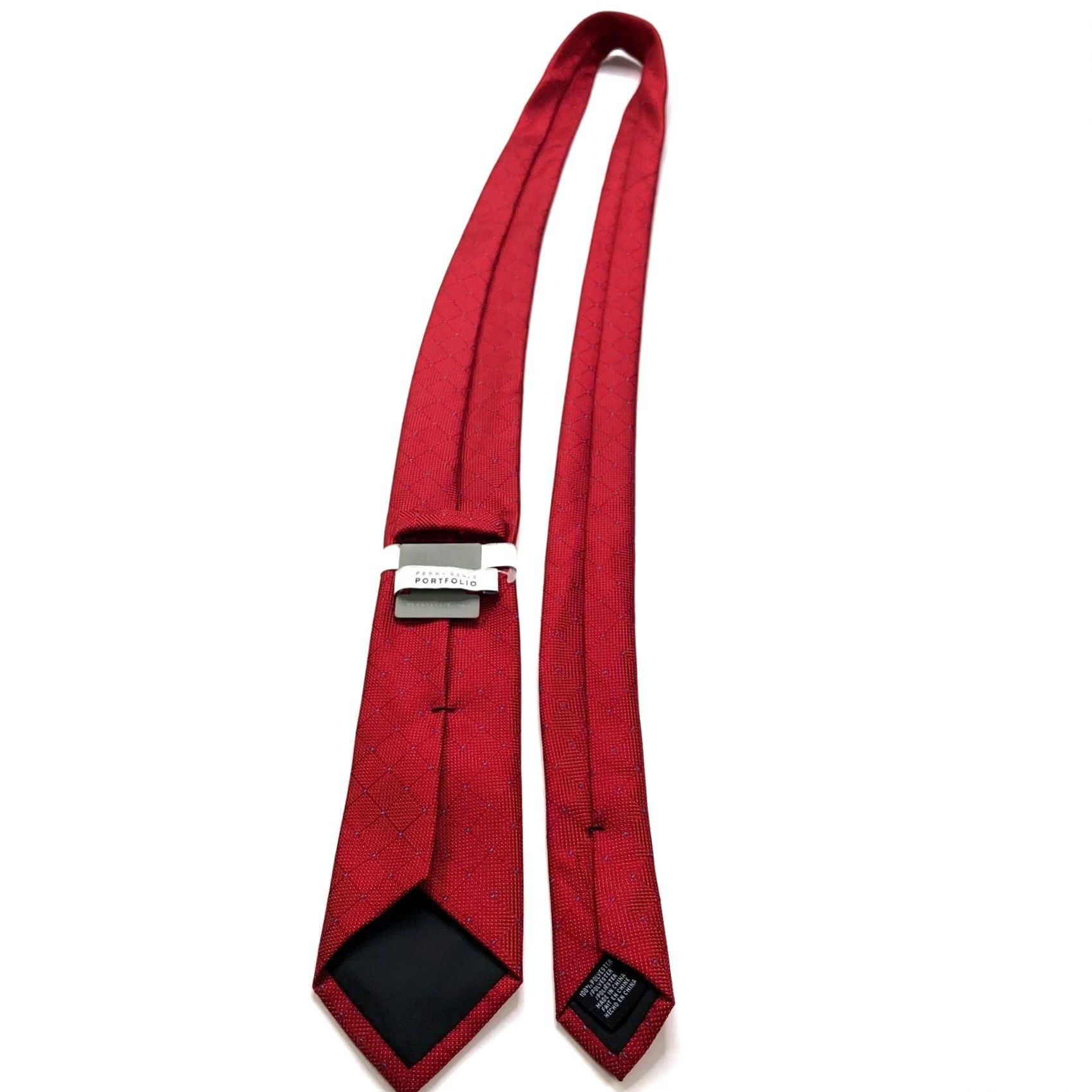 Perry Ellis VINTAGE Perry Ellis Portfolio NEW Red 100% Polyester Neck Tie Geometric 2.75 In /58-in Tie Men Vintage Mens Size ONE SIZE - 6 Thumbnail