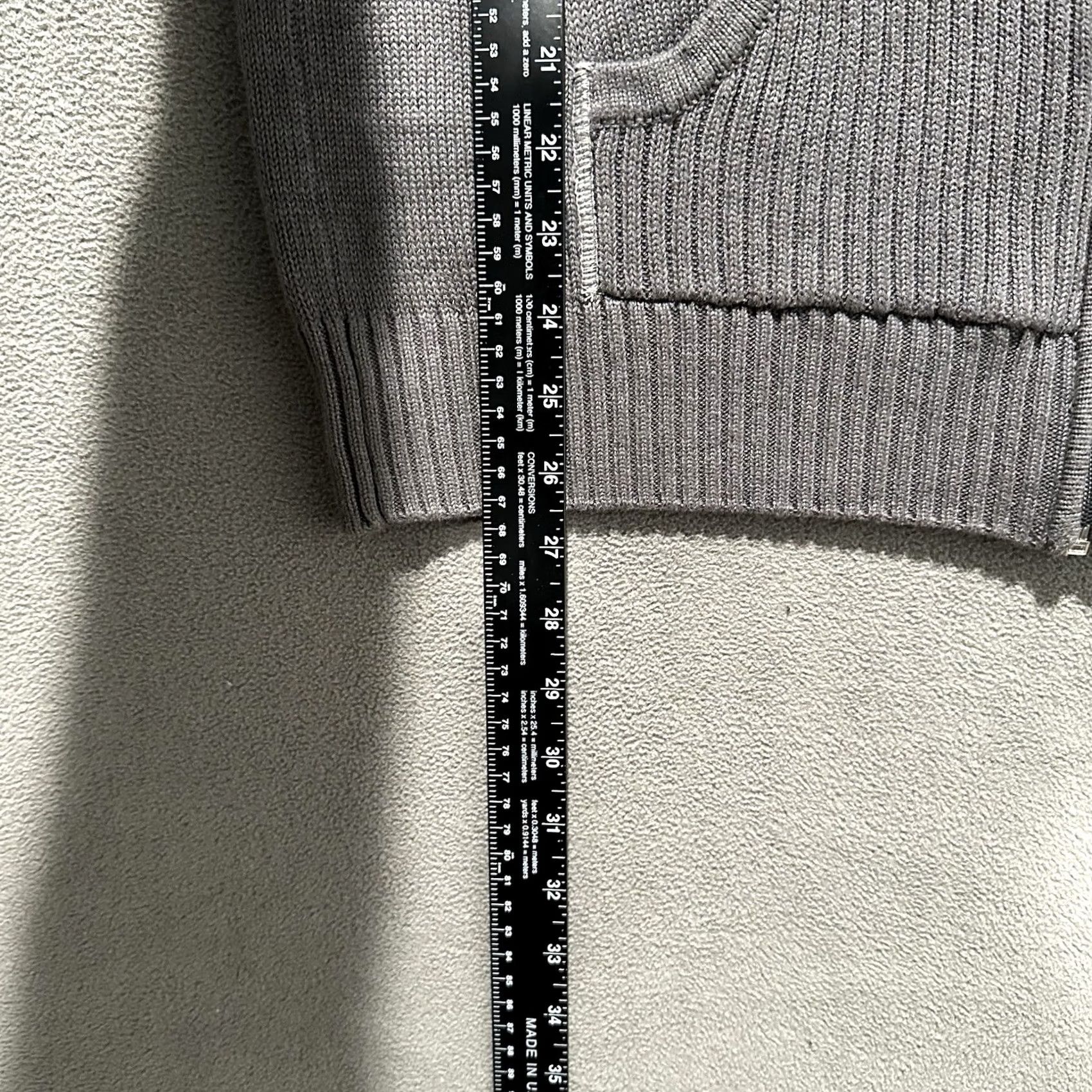 Carbon Carbon Hoodie Men Medium Gray Ribbed Knit Full Zip Sweatshirt Hooded Stretch GUC Size US M / EU 48-50 / 2 - 5 Thumbnail