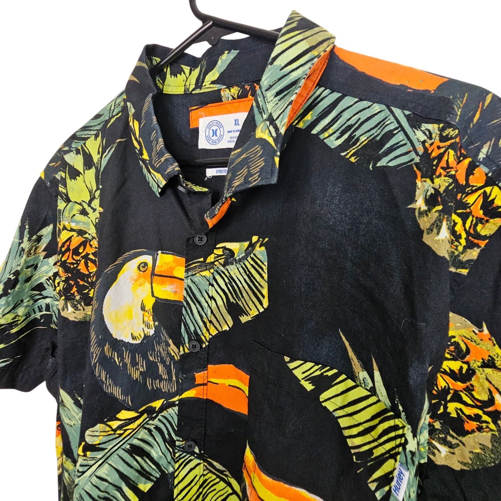 Hurley Hurley Mens Tropical Hawaiian Shirt Toucan Pineapple Print Size US XL / EU 56 / 4 - 5 Thumbnail